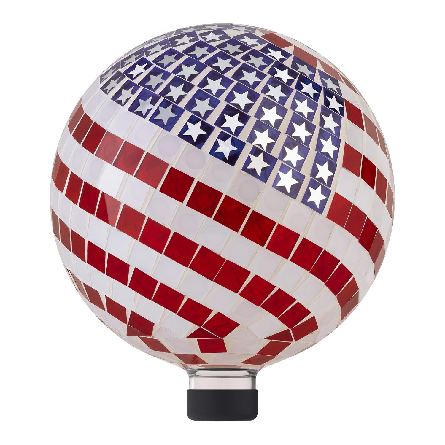 Patriotic Mosaic Glass American Flag Gazing Globe