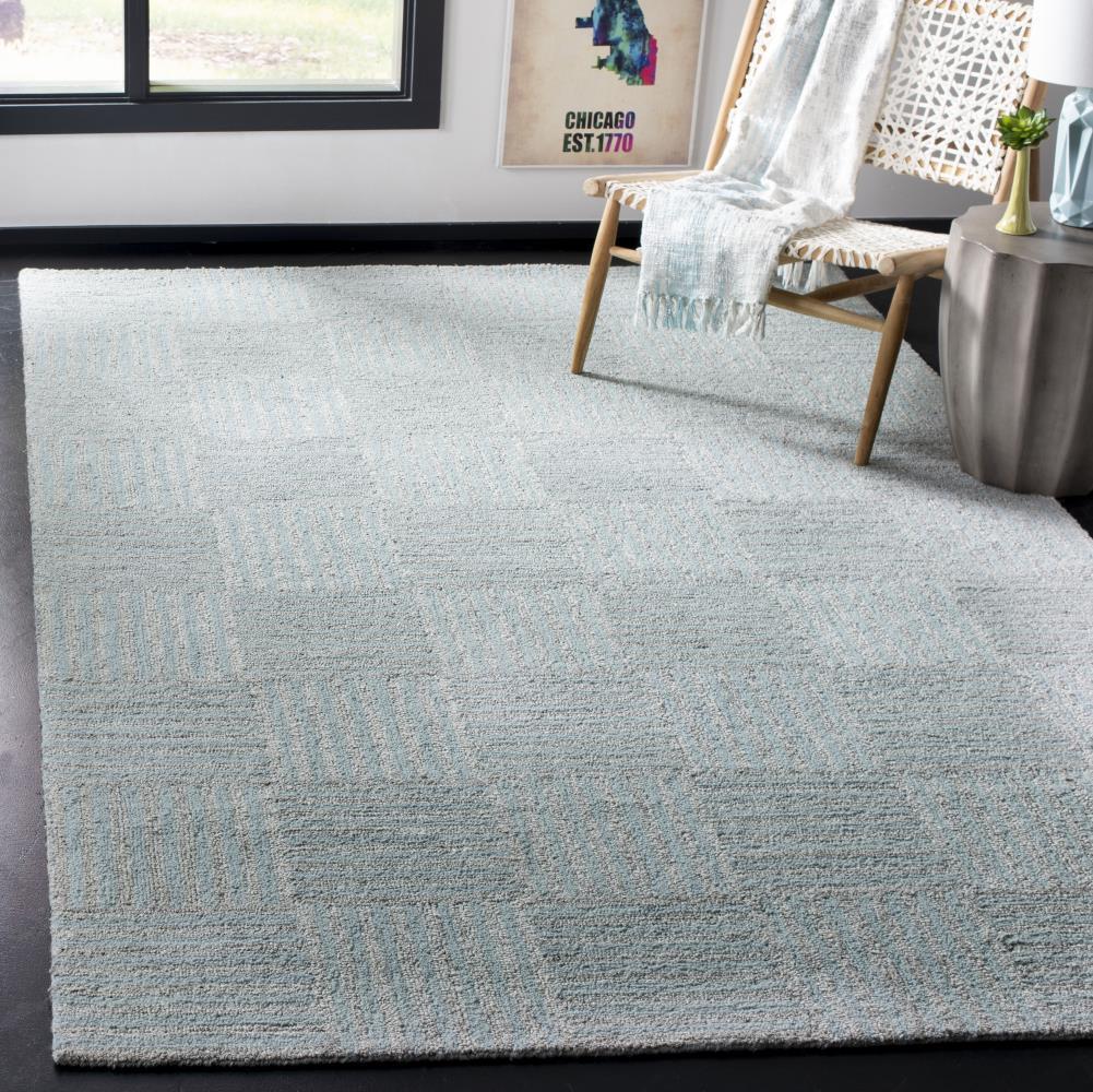 Abstract ABT602 Handmade Indoor Area Rug - Blue/Grey - 6'x6' - Safavieh