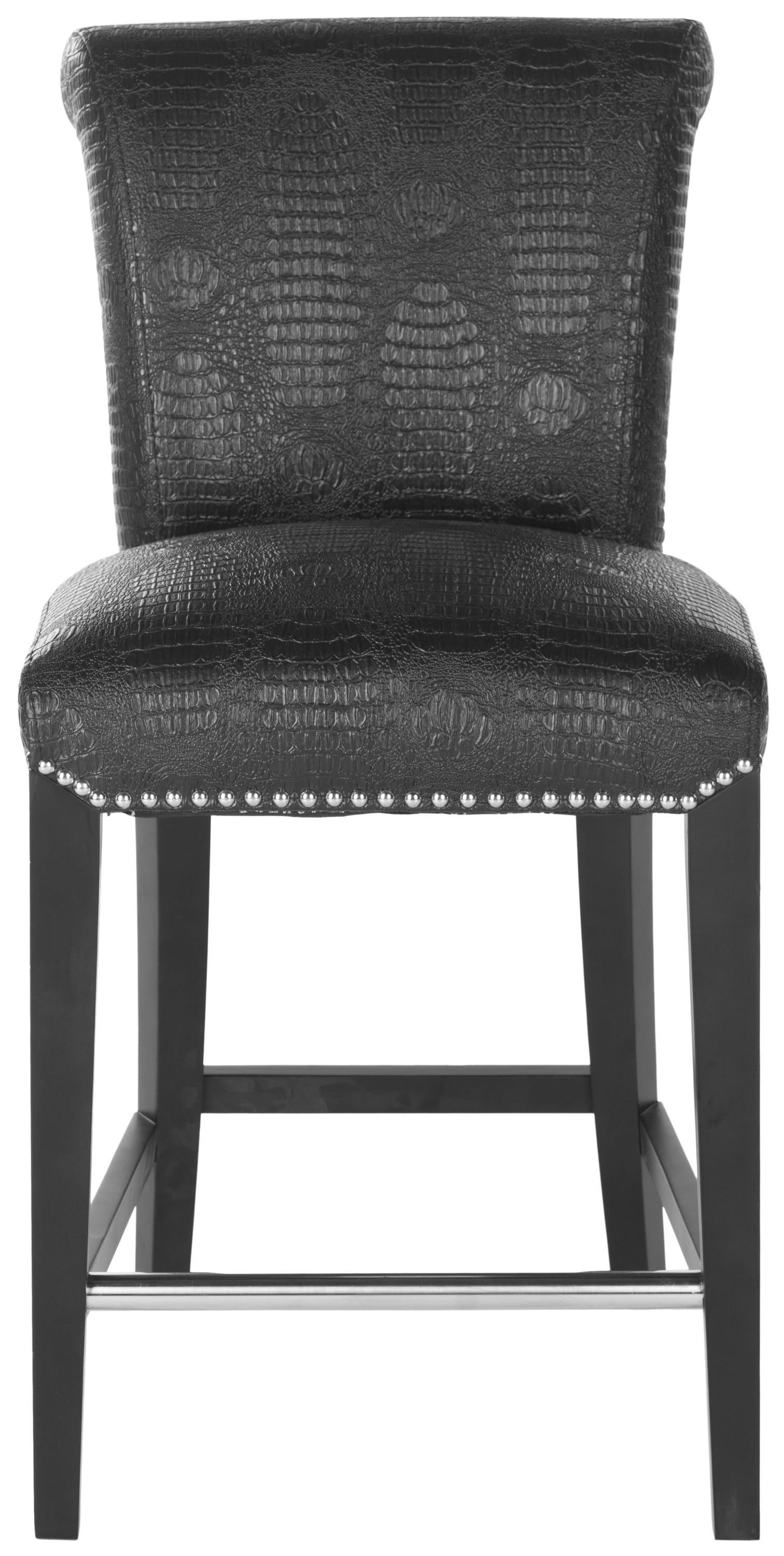 SAFAVIEH Seth Counter Stool Black / Crocodile