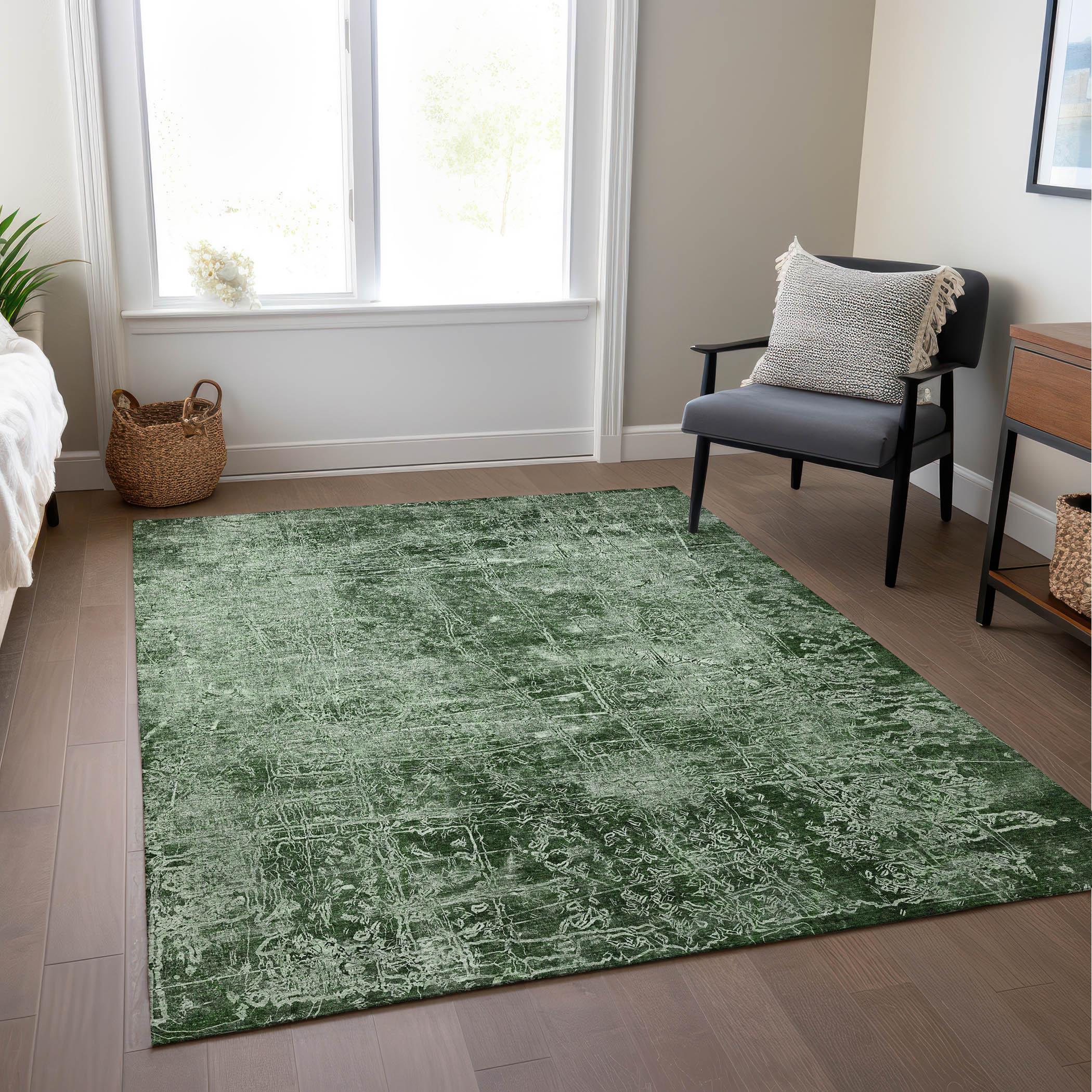 Emerald Green Synthetic Flat Woven Reversible Rug 3' x 5'