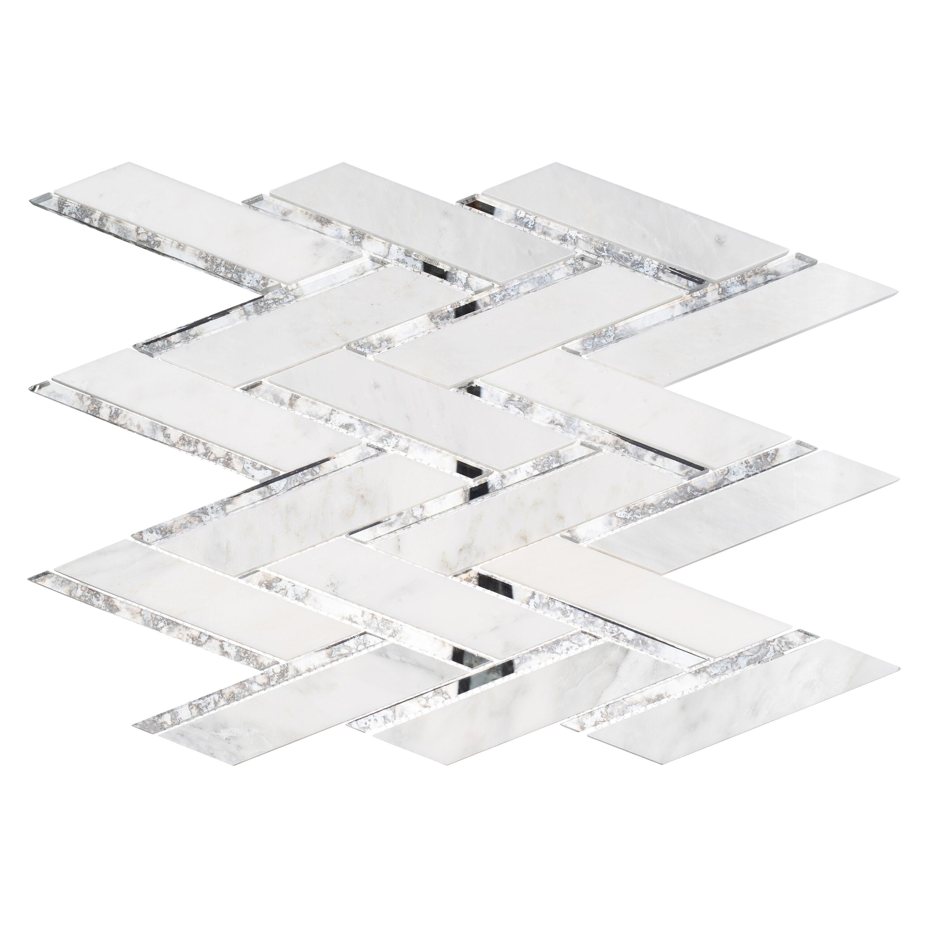 Skylar Stone and Mirror Glass Mosaic Shower Walls, Kitchen Backsplash, Wall and Floor Tile