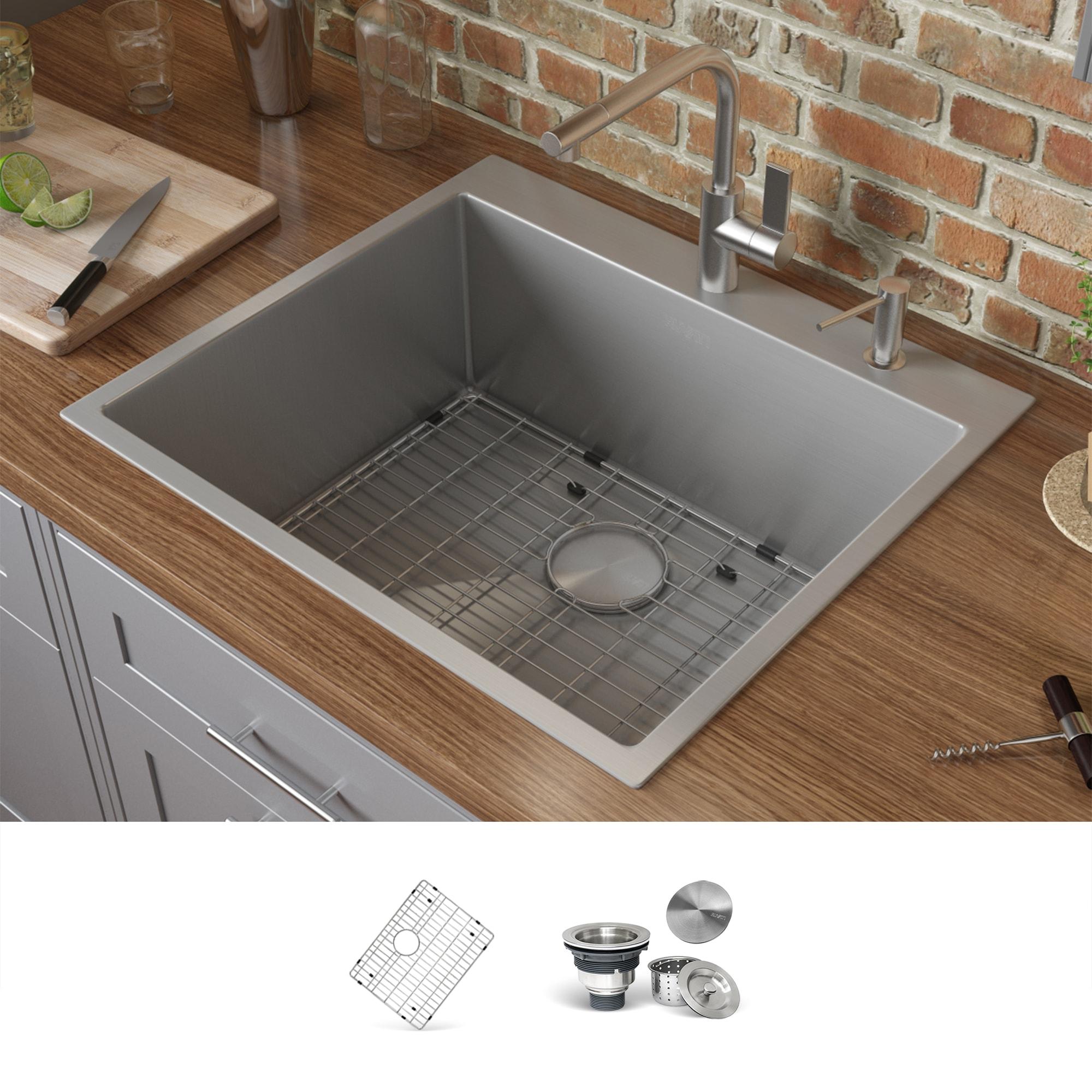 Ruvati RVH8071 Ruvati 21 inch Drop-in Topmount Rounded 16 Gauge Stainless Steel Kitchen Sink Single Bowl
