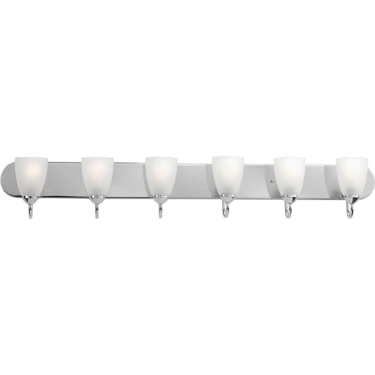 Progress Lighting Gather 6-Light Bath Bracket, Polished Chrome, Etched Glass Shades