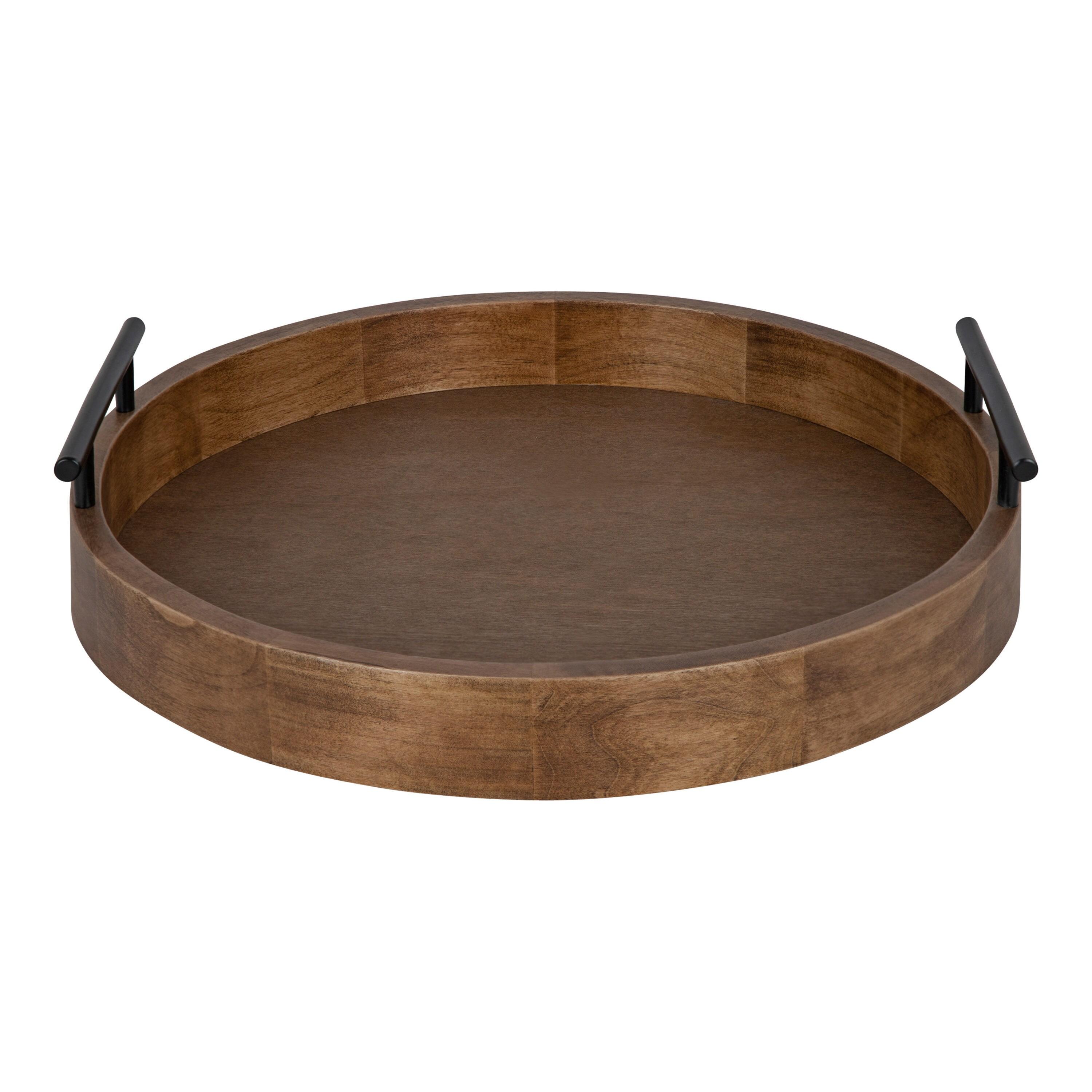 Kate and Laurel Lipton Tray, 15.5" Diameter, Rustic Brown