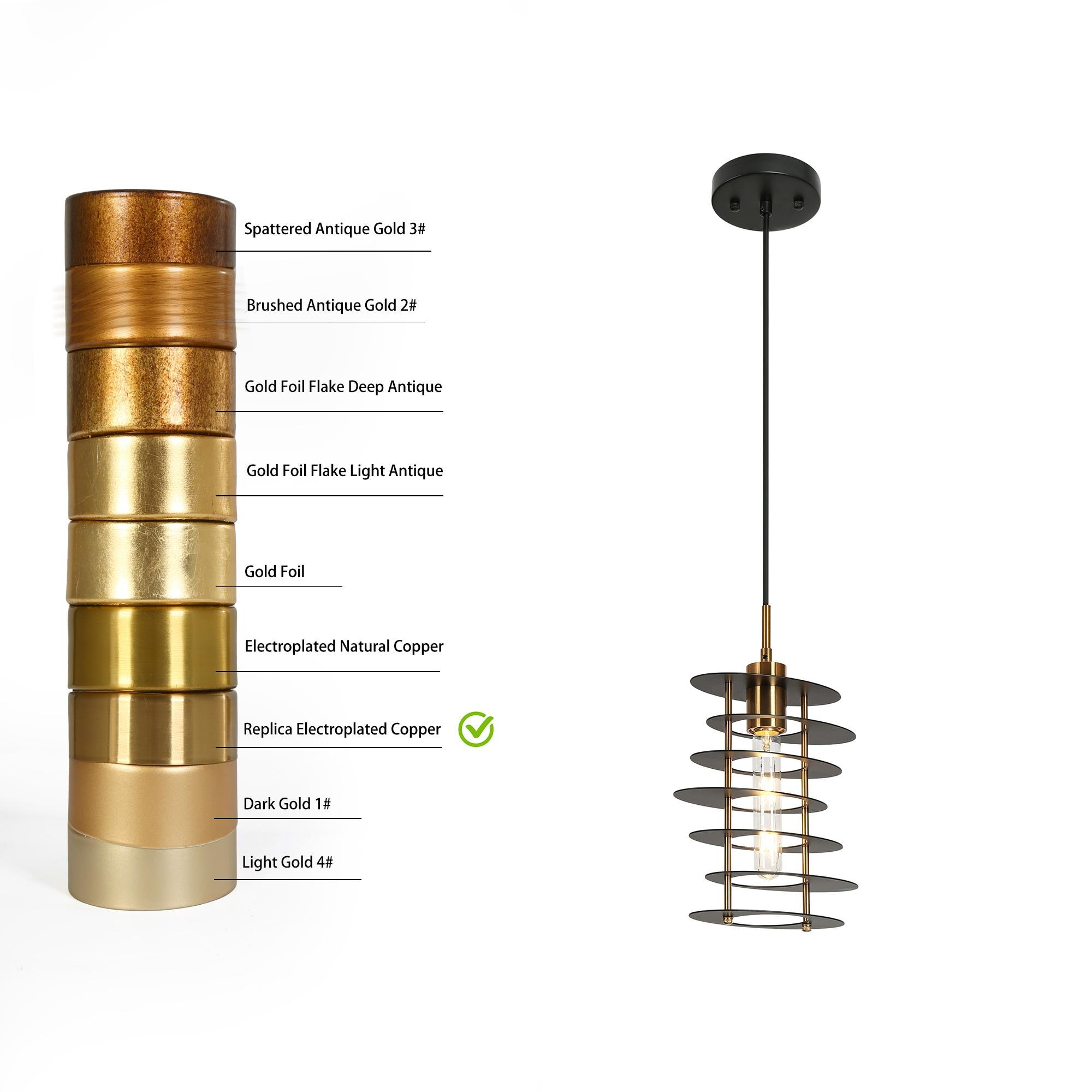 LNC Meubelkunst 1-Lights 9" Modern Cylinder Mini Pendant  Lights,Black and Polished Gold