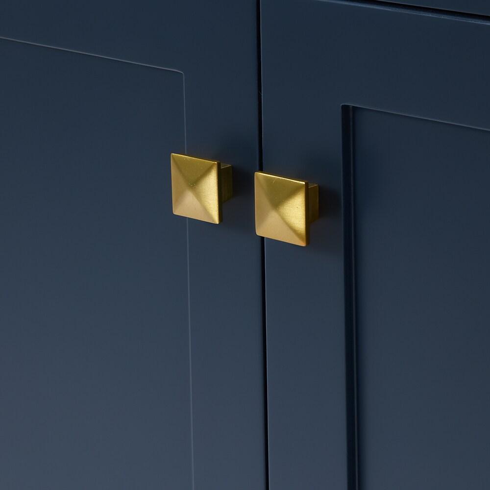 ARIEL 49" Bathroom Vanity with 1.5" Edge Pure White Quartz Countertop & Backsplash, Center Rectangular Sink, 2 Soft Closing Doors, 9 Full Extension Dovetail Drawers, Brushed Nickel - Midnight Blue