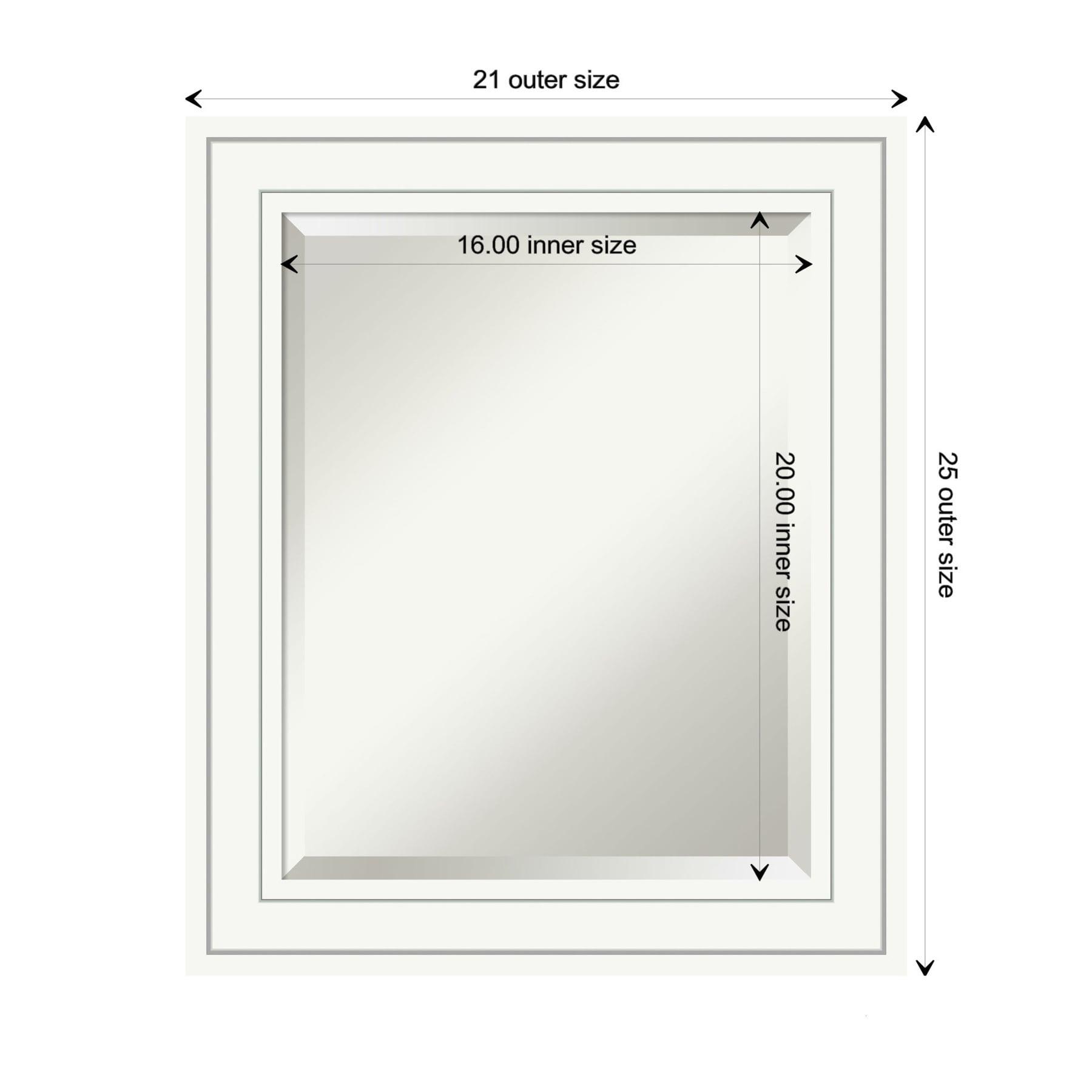 Amanti Art Beveled Wood Bathroom Wall Mirror - Craftsman White Frame Outer Size: 21 x 25 in