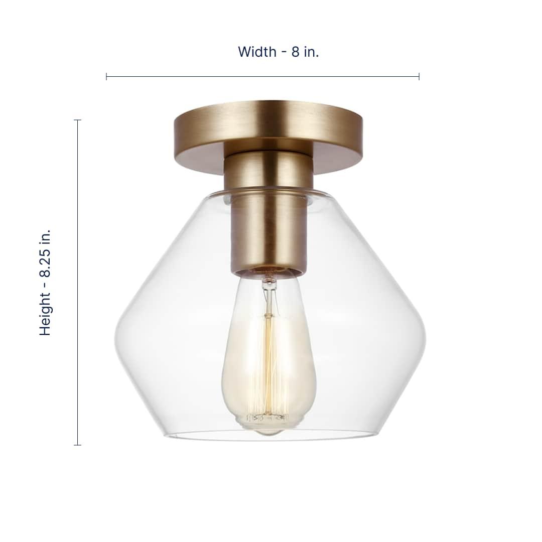 Rooks Single Light Glass Semi Flush Mount