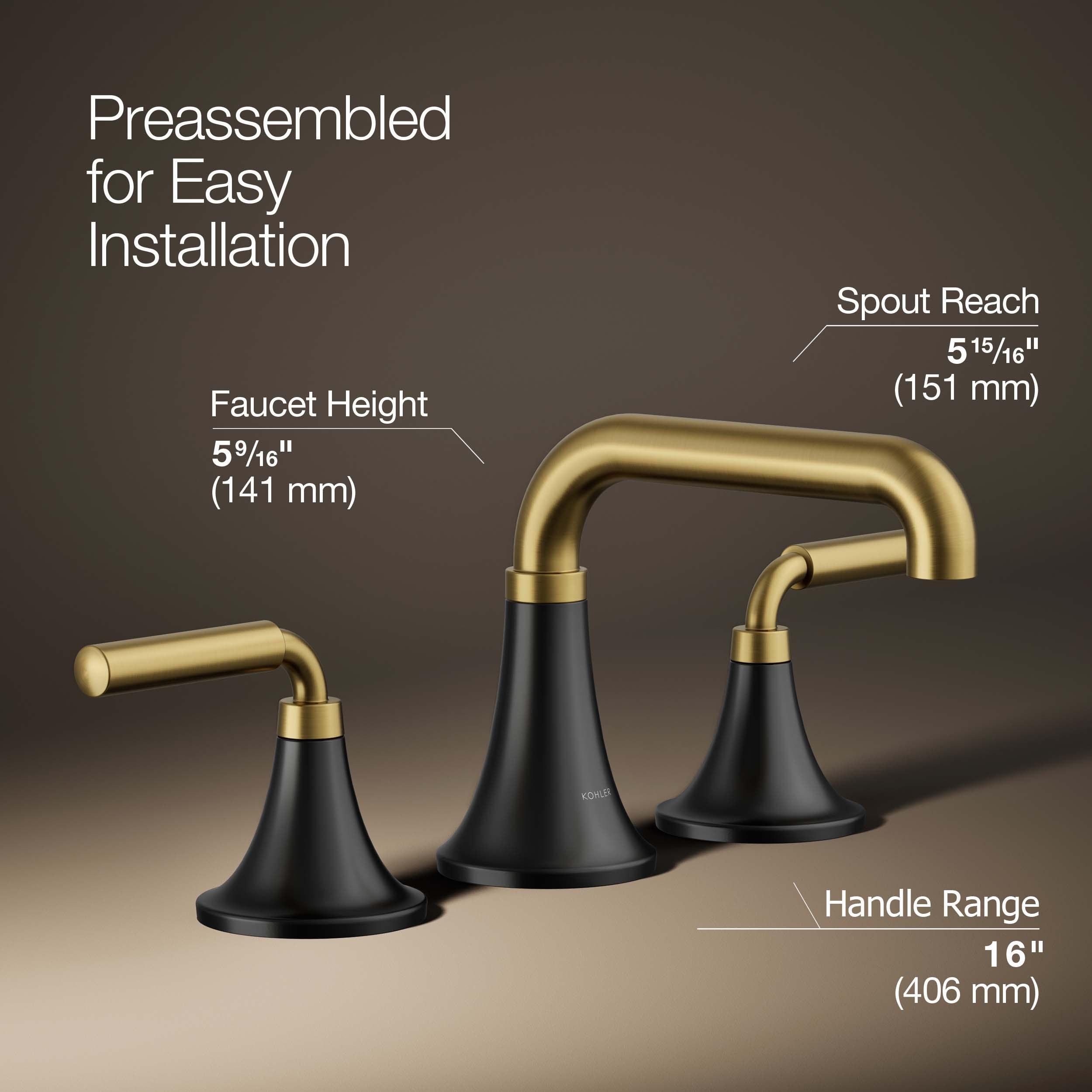 Tone Widespread Bathroom Sink Faucet, Three-Hole Bathroom Faucet with Clicker Drain, 1.2 GPM