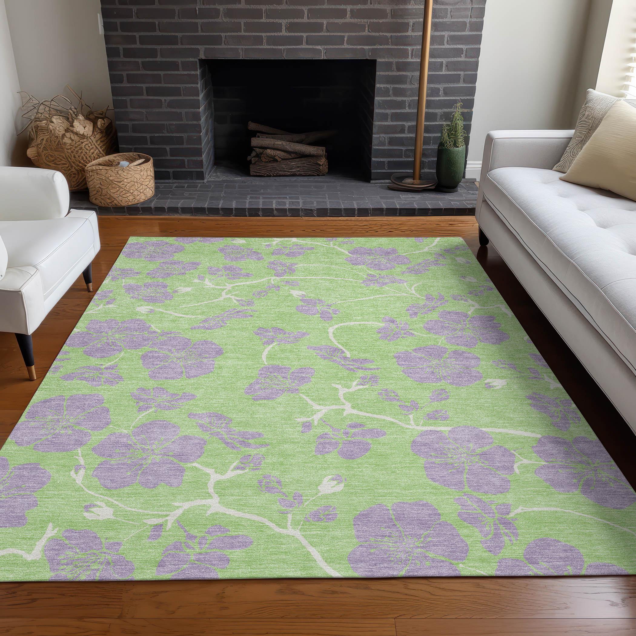 Addison Rugs Chantille Indoor/Outdoor Transitional Floral Mint Washable Rectangle Rug, 2'6" x 3'10"