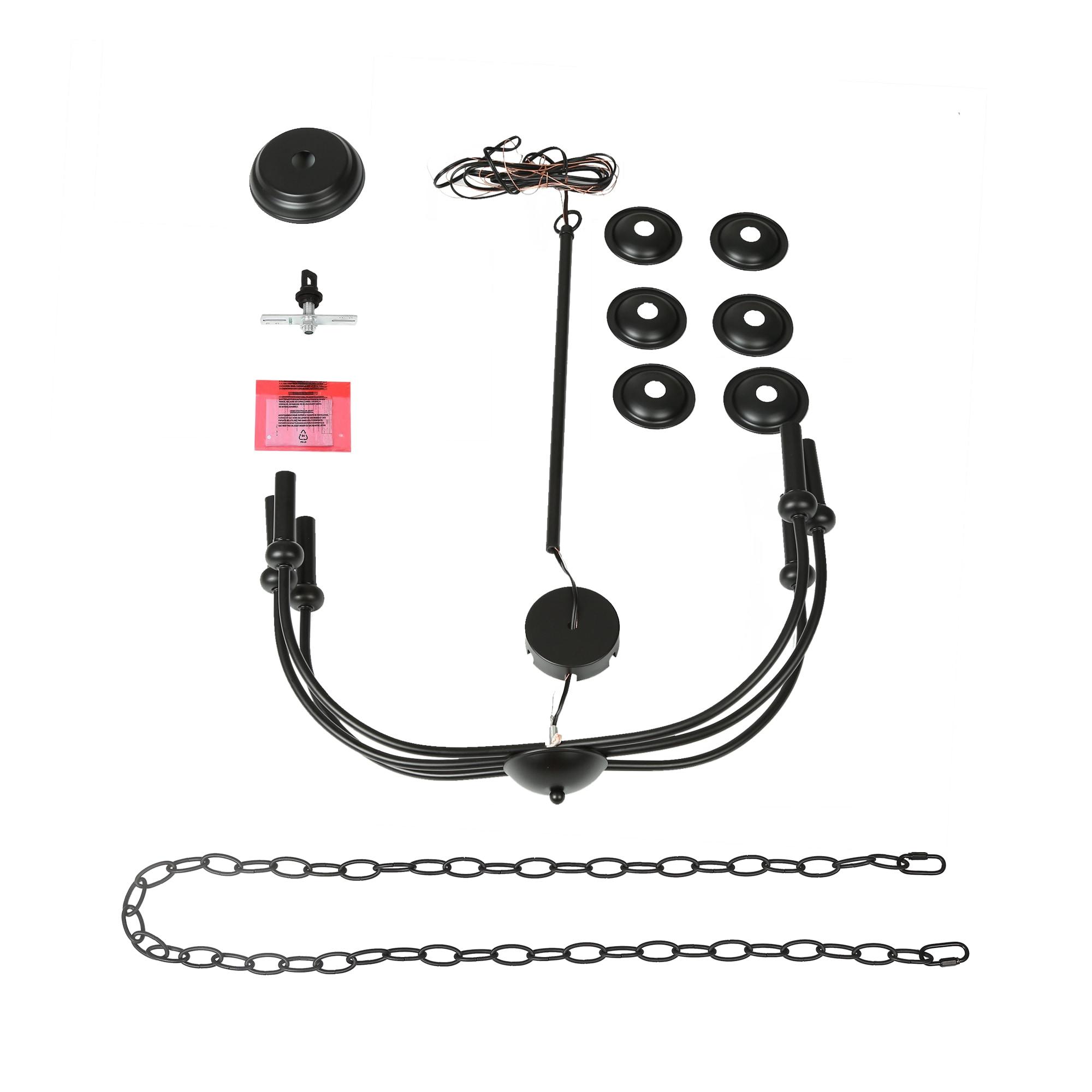 LNC 6-Light Modern/Contemporary Matte Black Large Candle Chandelier