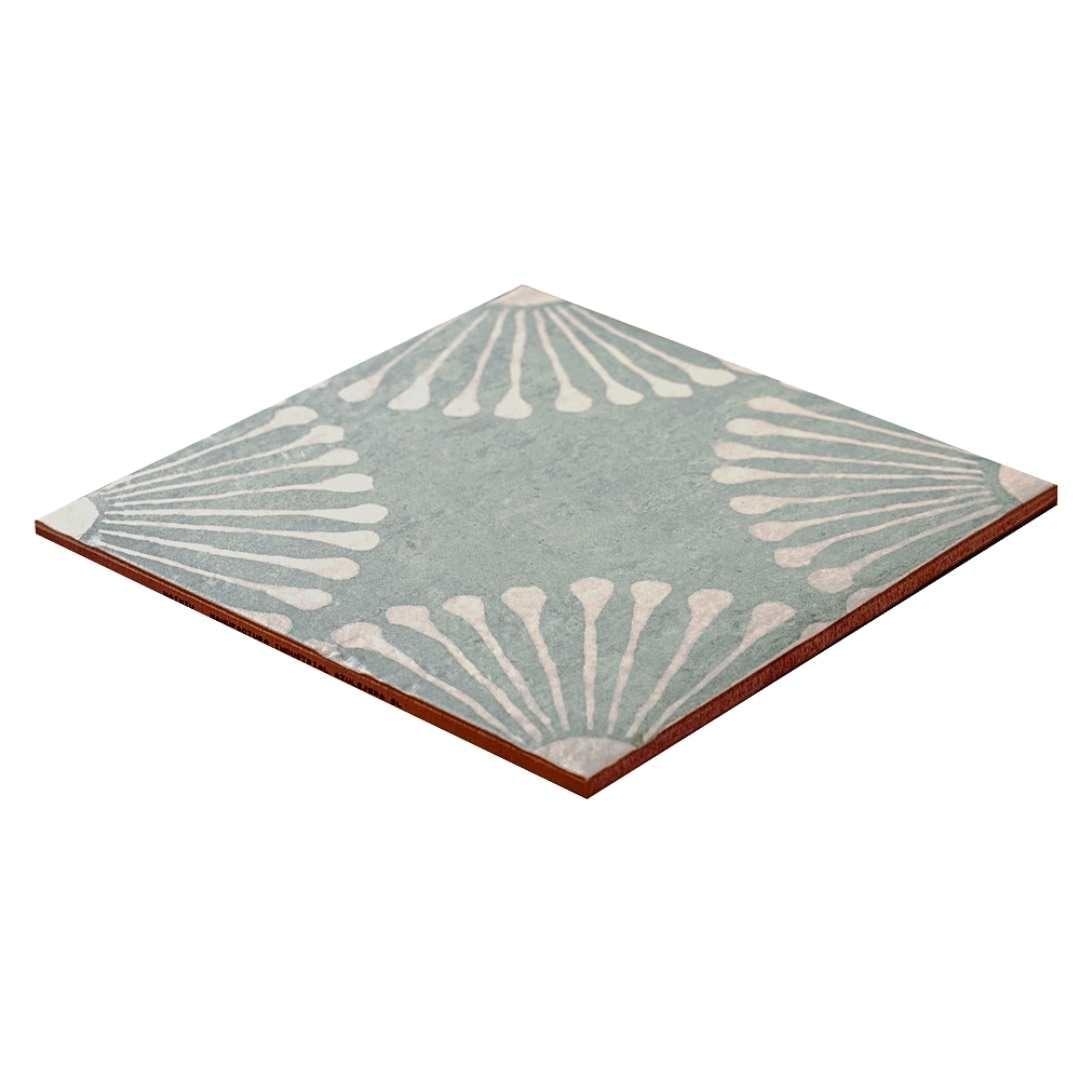 The Tile Life Amanecer Verde Porcelain Encaustic Tile Sample - 8 x 8 in. - 1-Piece - Floor, Wall & Backsplash