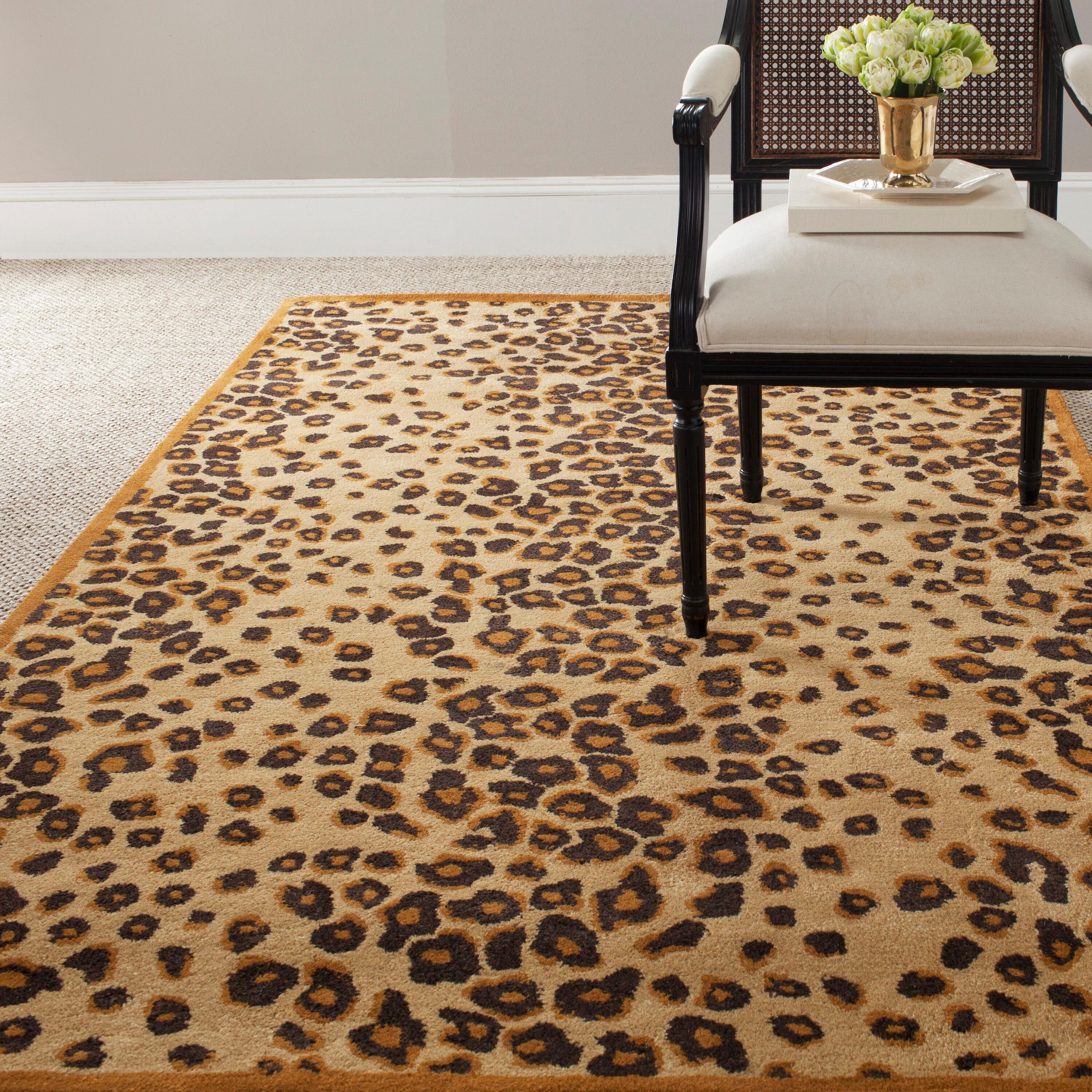 Teak and Black Hand-Tufted Wool 4' x 6' Rug