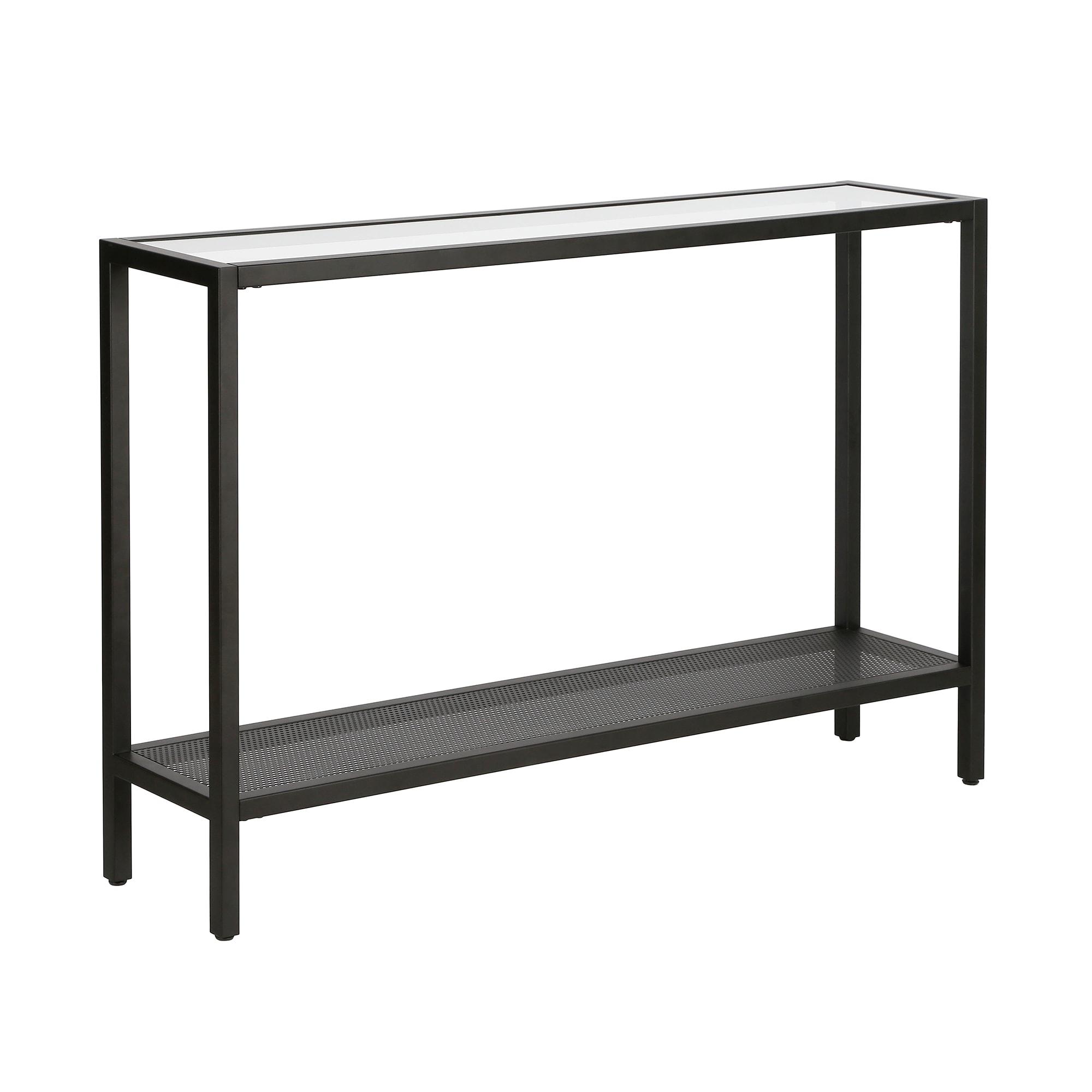 Evelyn&Zoe Rigan 46" Wide Rectangular Console Table, Blackened Bronze