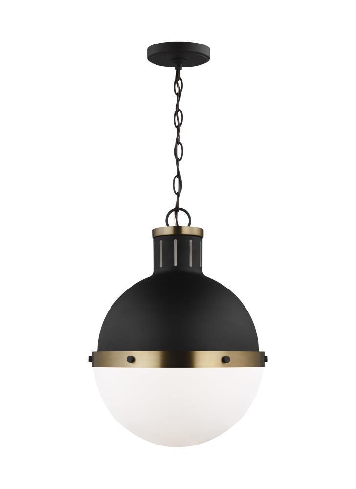 Midnight Black 18" Globe Pendant with Milk Glass Shade