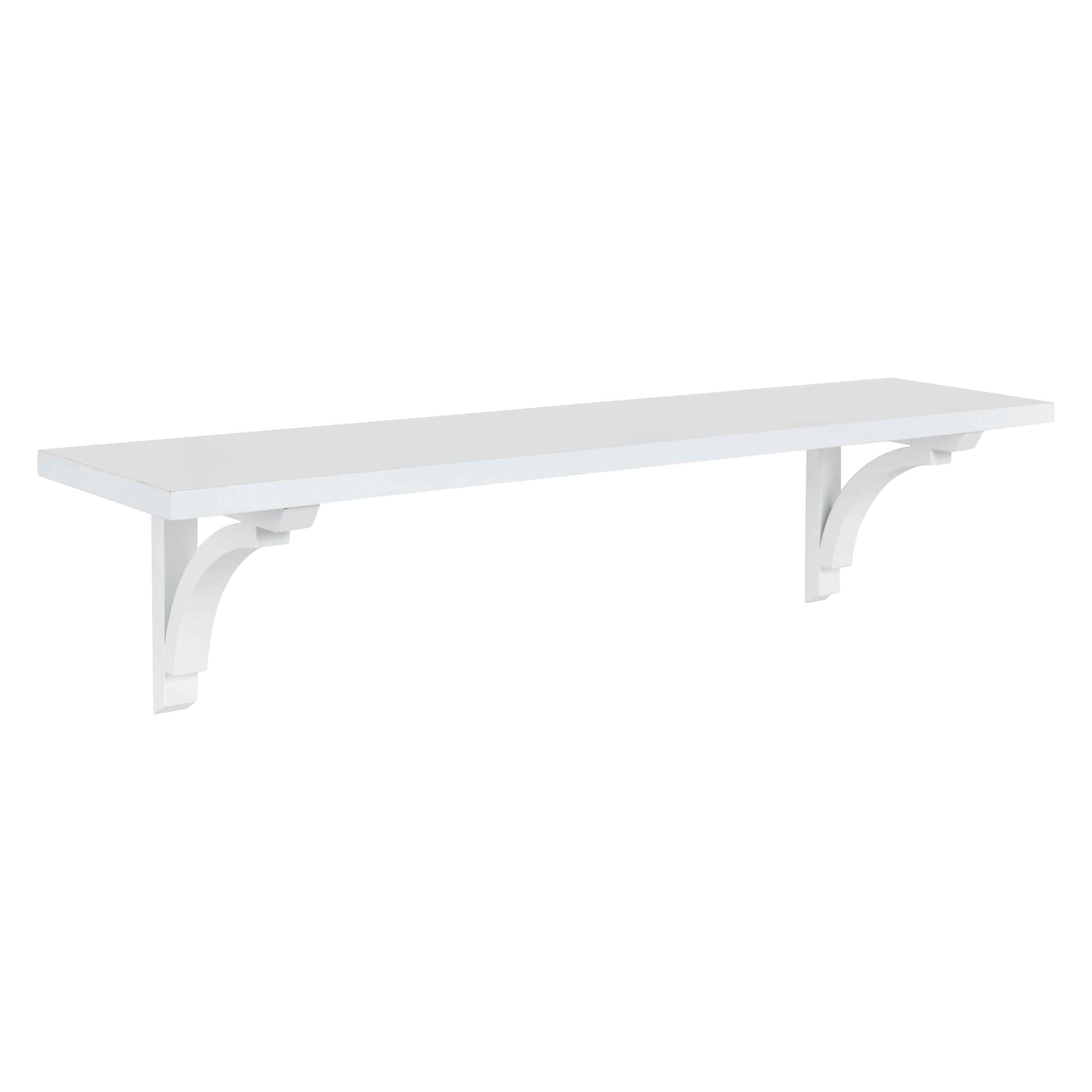 Kate and Laurel Corblynd Traditional Wood Wall Shelf, White 36"