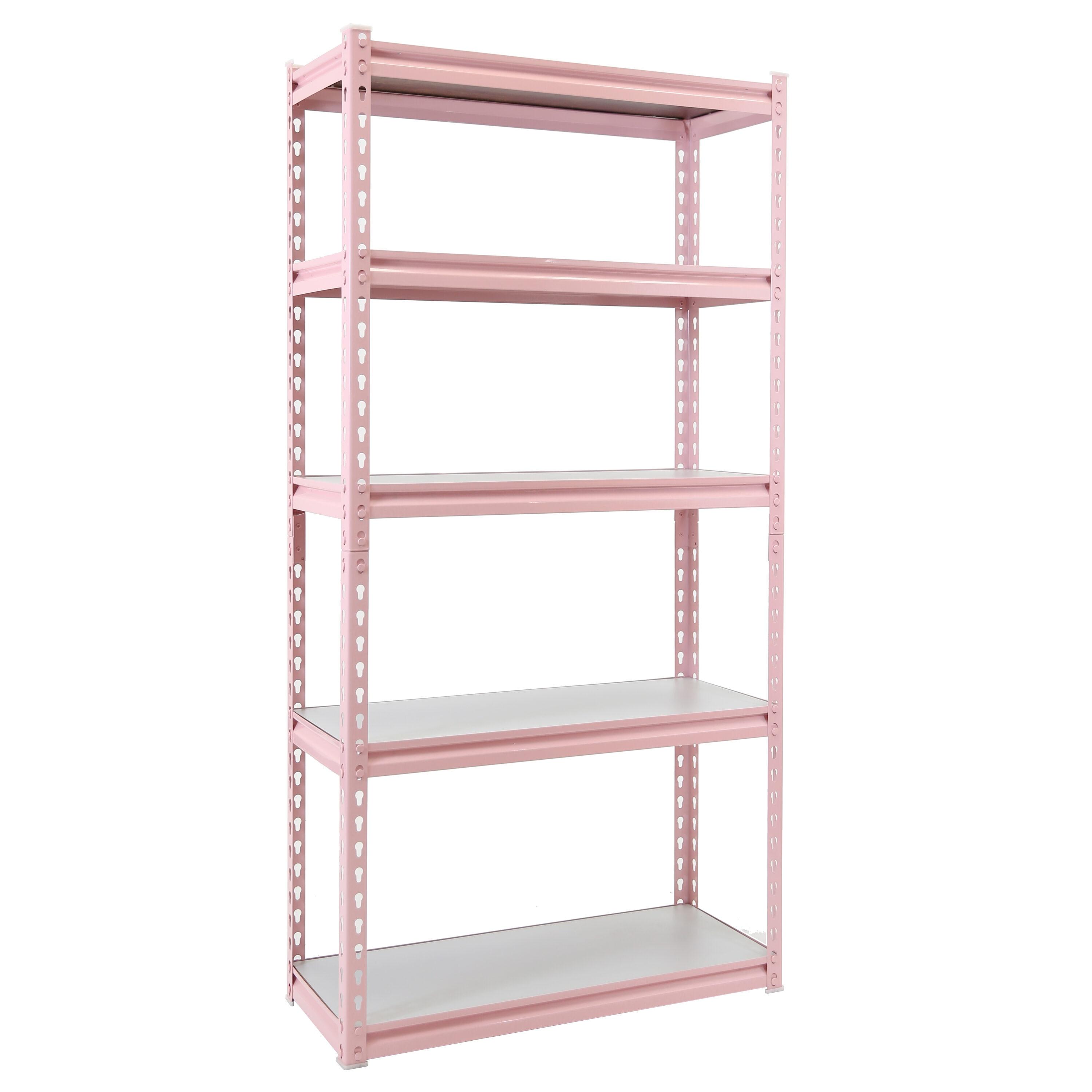 King's Rack Pink 5-Tier Boltless Tier Height Adjustable Steel Frame Garage Storage  Shelving Units (36" W x 18" D x 72")