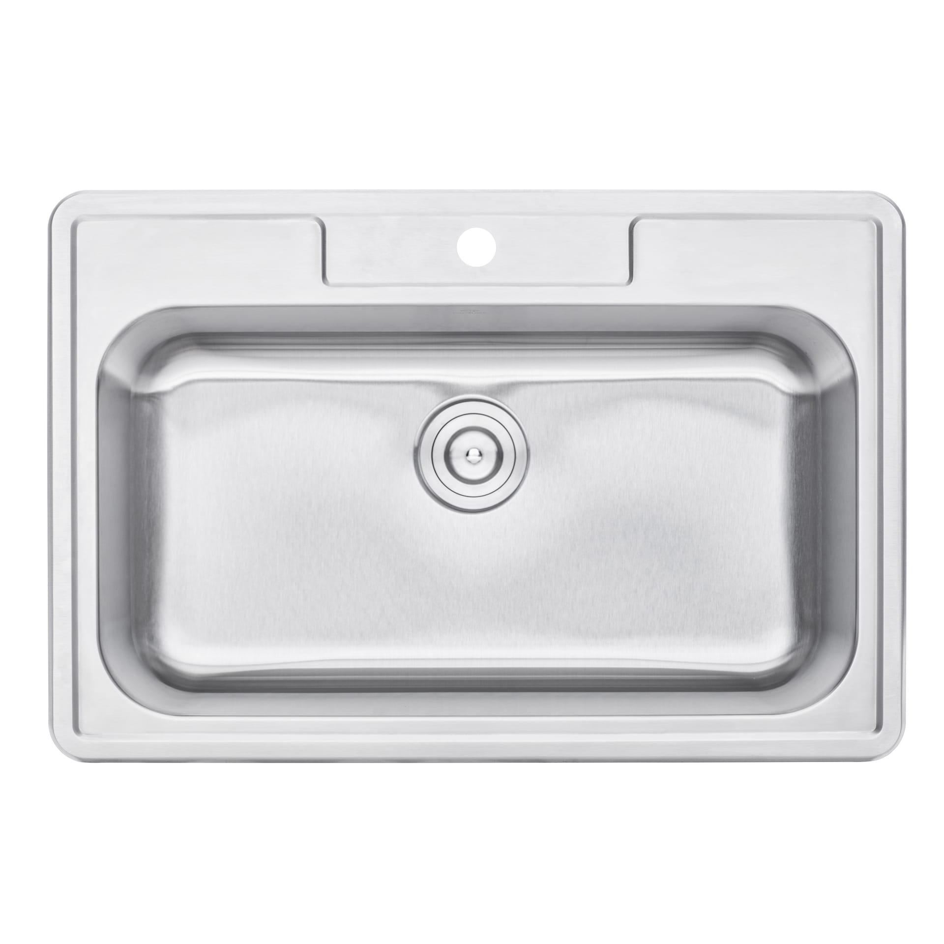 Brushed Stainless Steel Single Bowl Drop-In Kitchen Sink