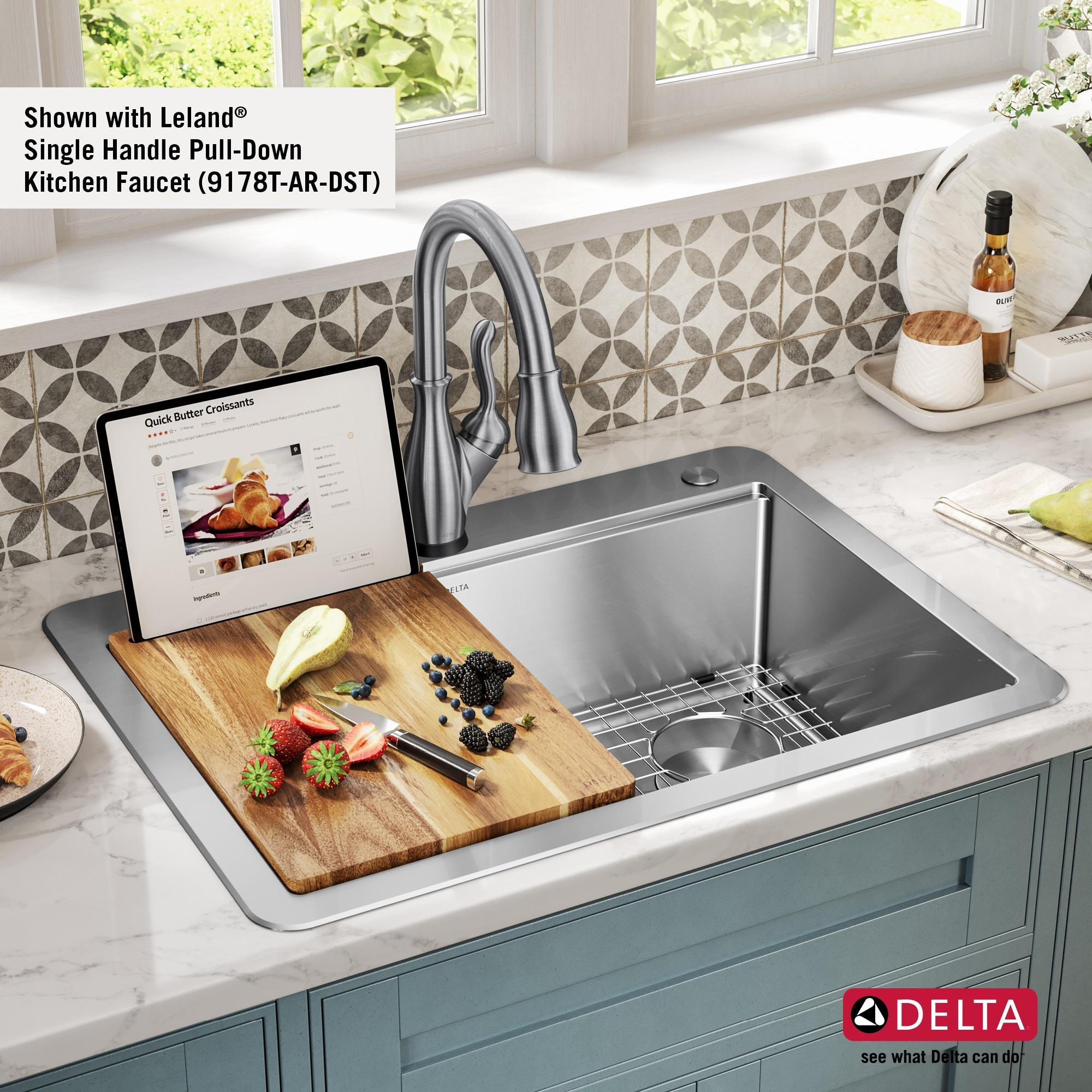 Delta Lorelai™ 30" L Workstation Kitchen Sink Drop-In Top Mount 16 Gauge Stainless Steel Single Bowl