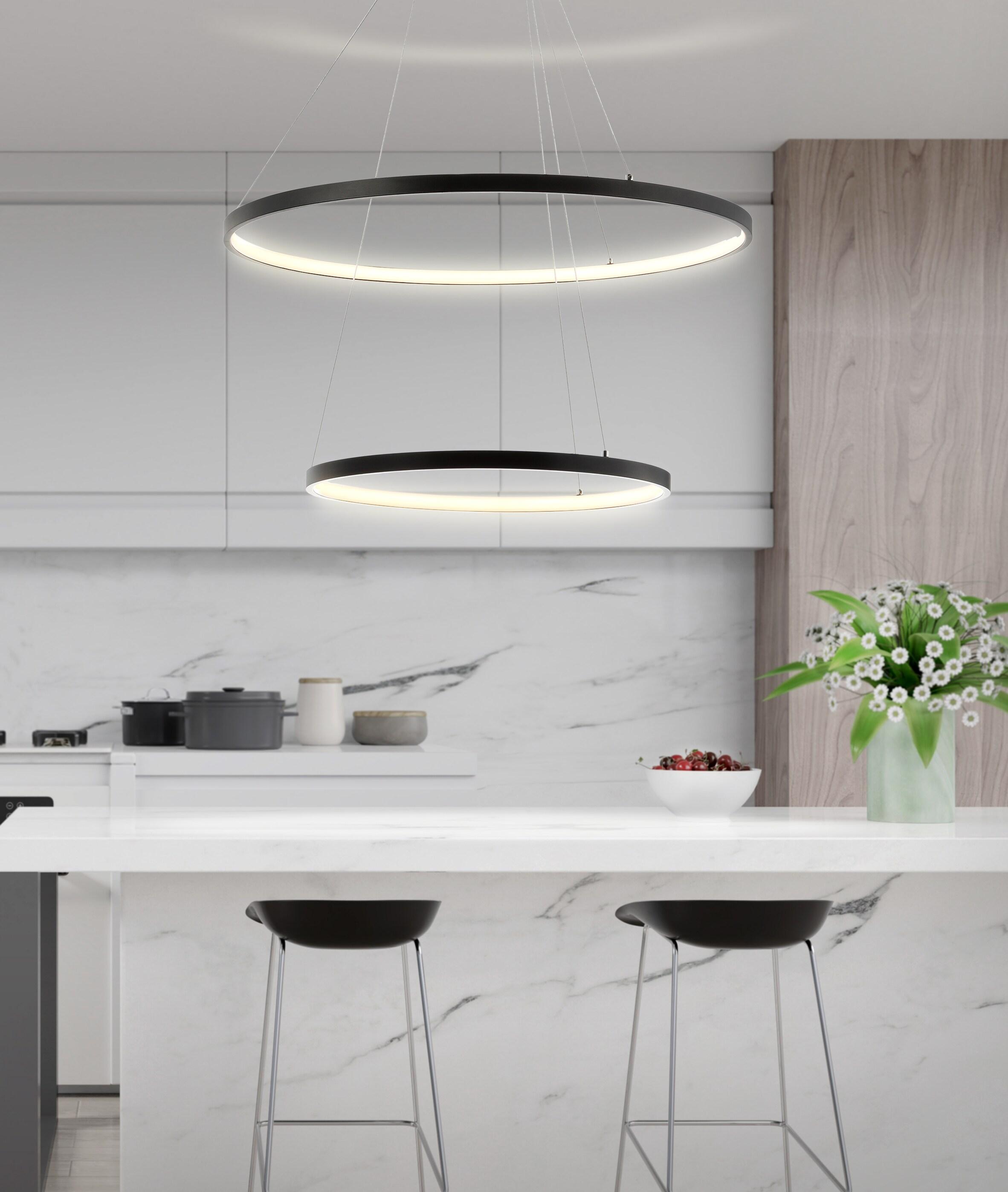 Brice 24" Round Integrated LED Metal Pendant, Matte Black