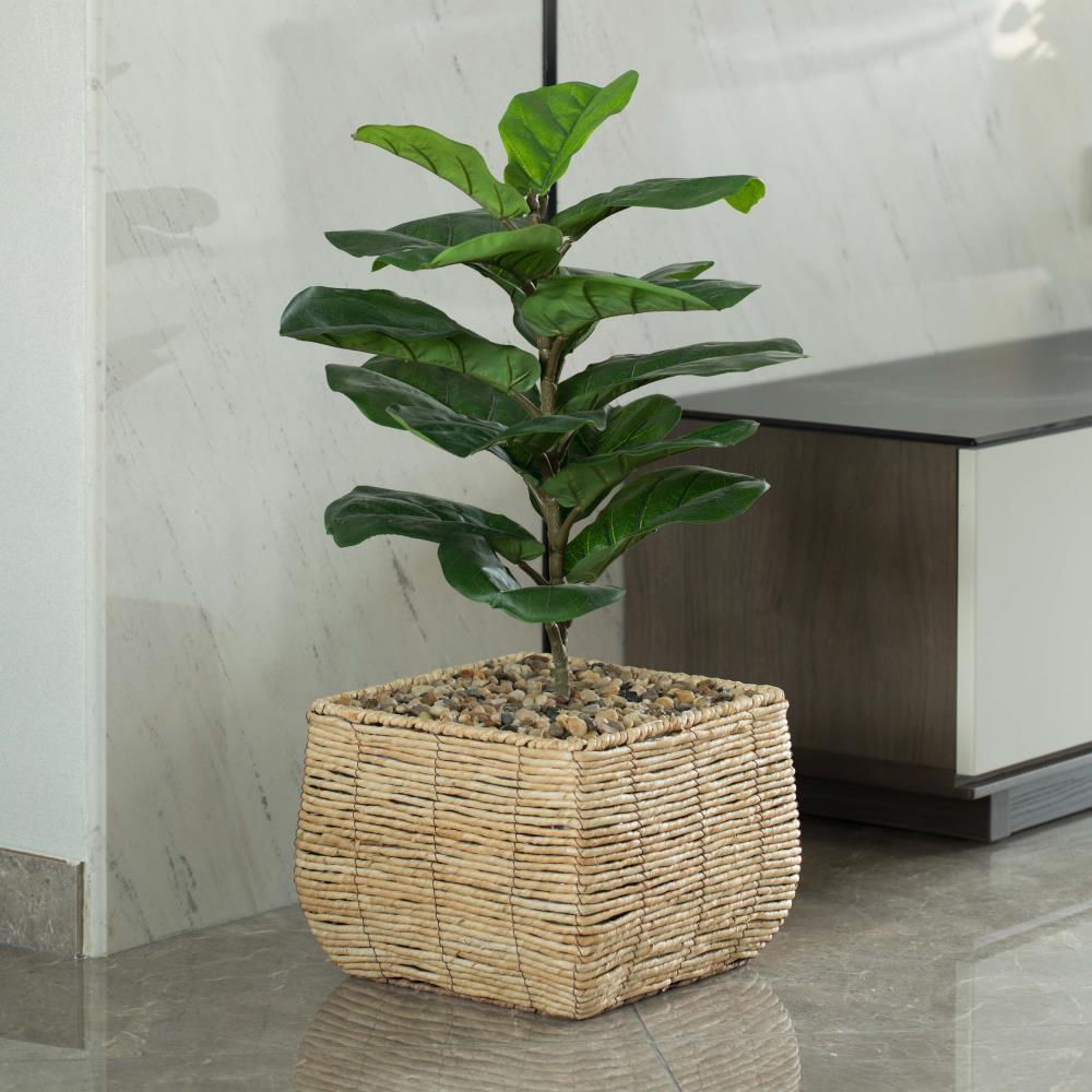 Vintiquewise Woven Square Flower Pot Planter with Leak-Proof Plastic Lining - Large