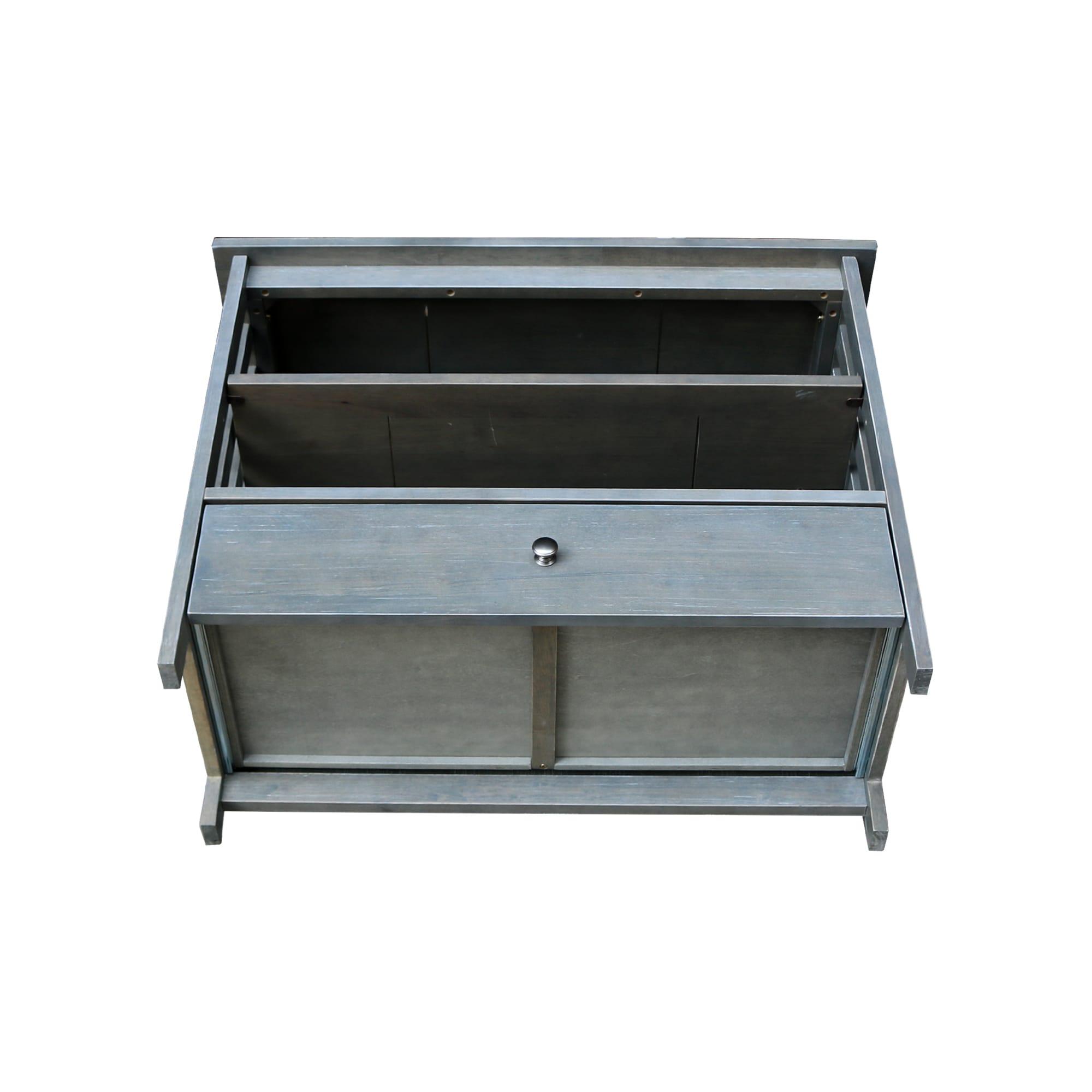 Solid Wood TV Stand with Shelves and Drawer in Heather Gray - 28.9"  Height