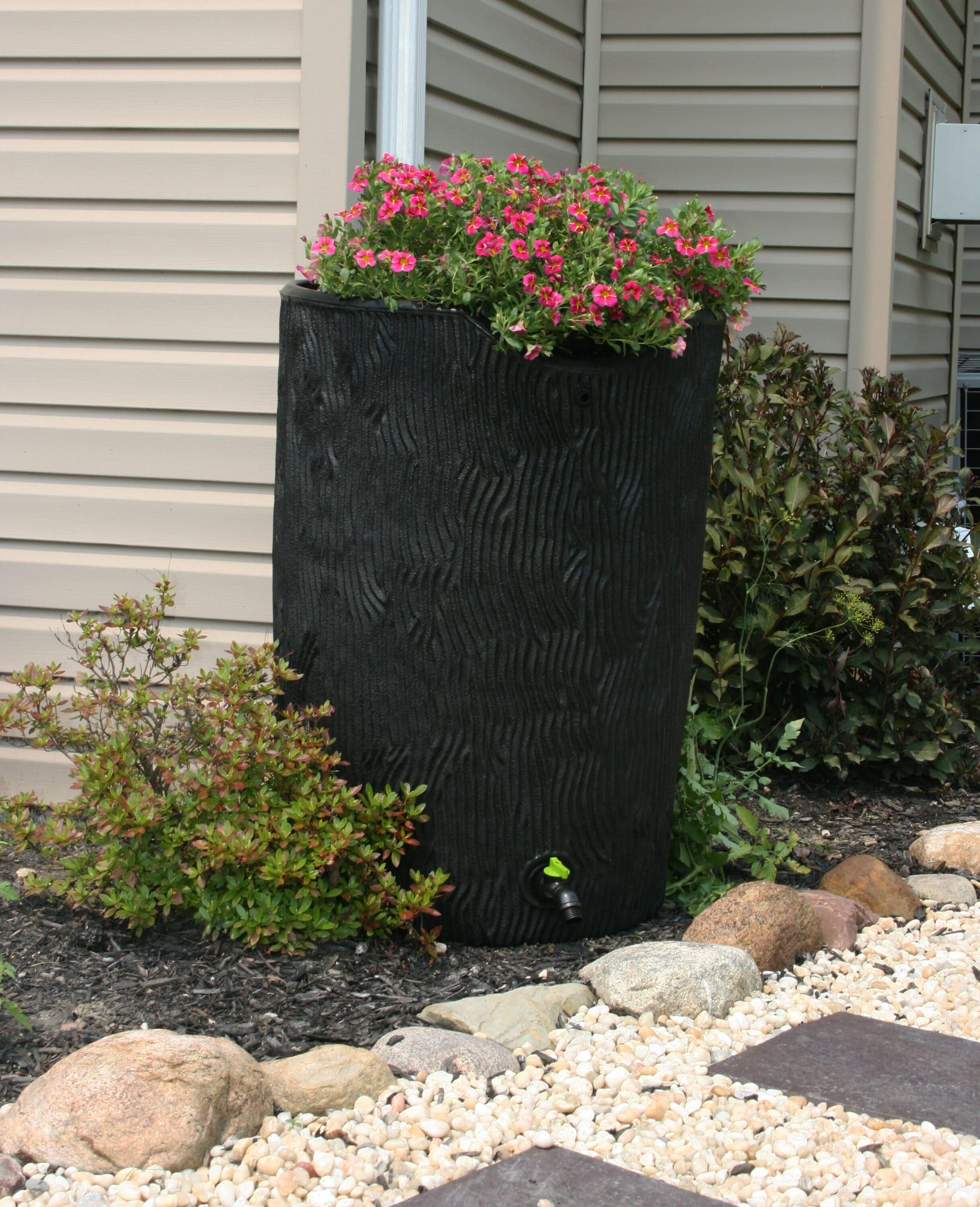 Good Ideas Impressions Eco Bark 50 Gallon Rain Saver - Black