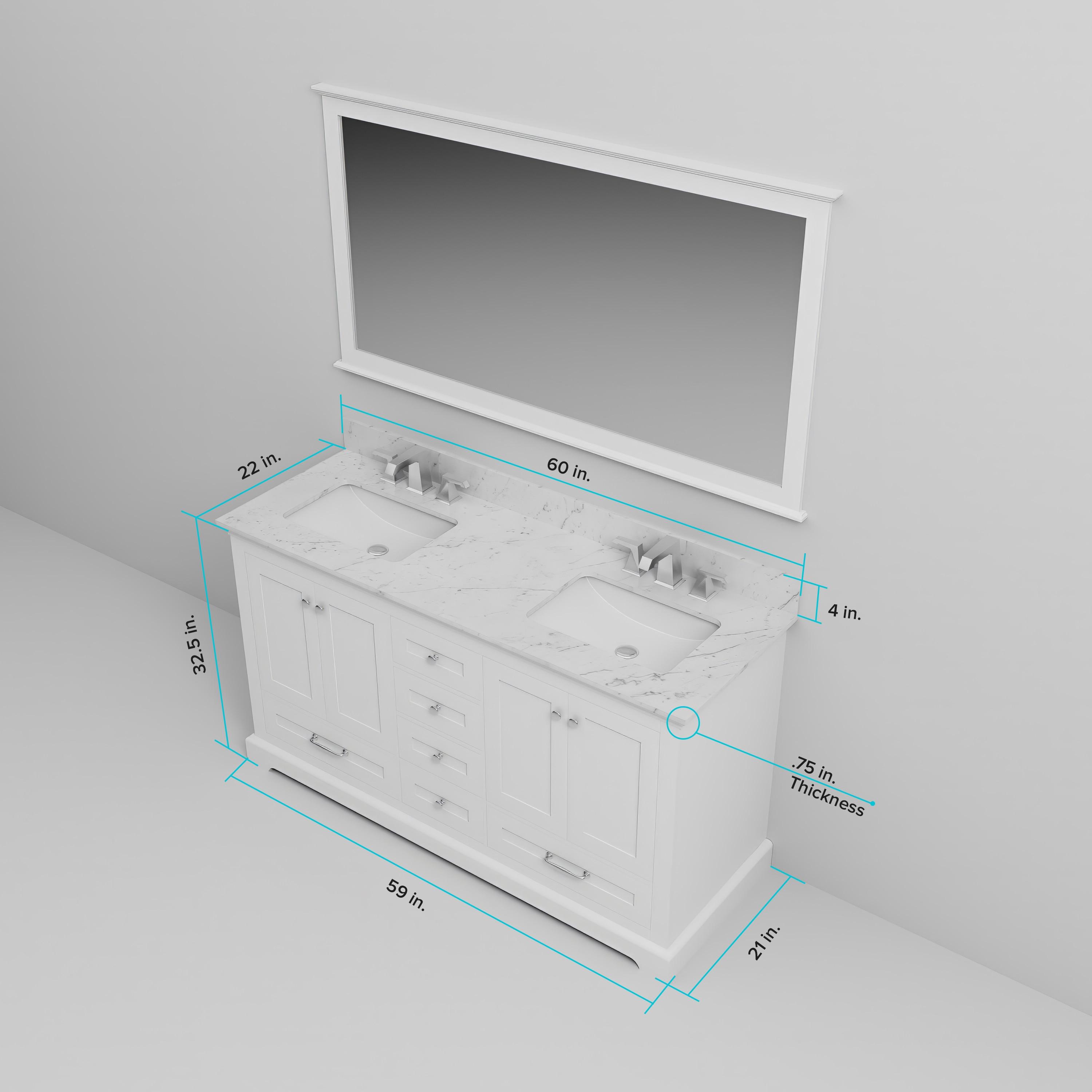Lexora Home Dukes 60" Double Vanity with Mirror in White