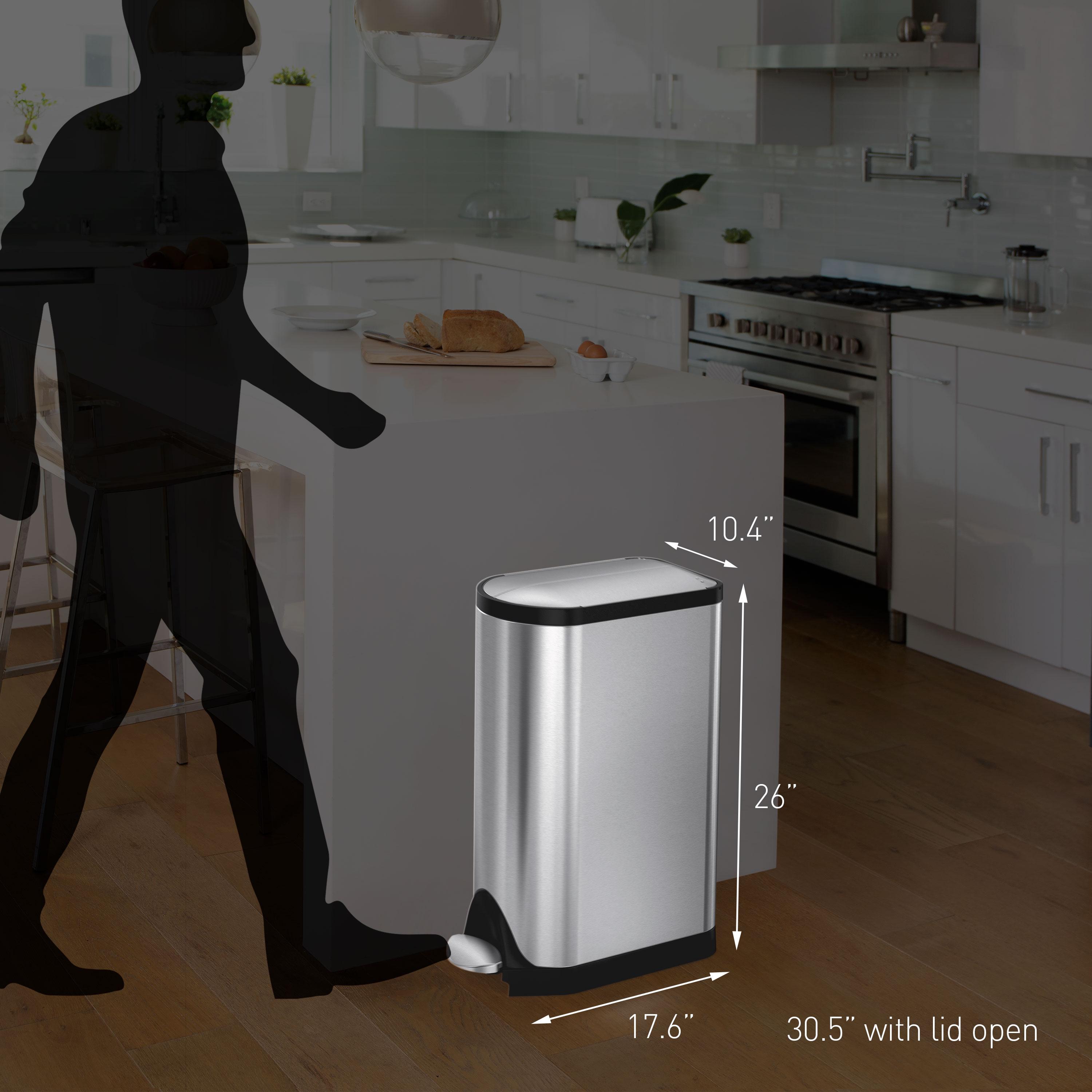 simplehuman Butterfly Lid Kitchen Step Trash Can, Brushed Stainless Steel