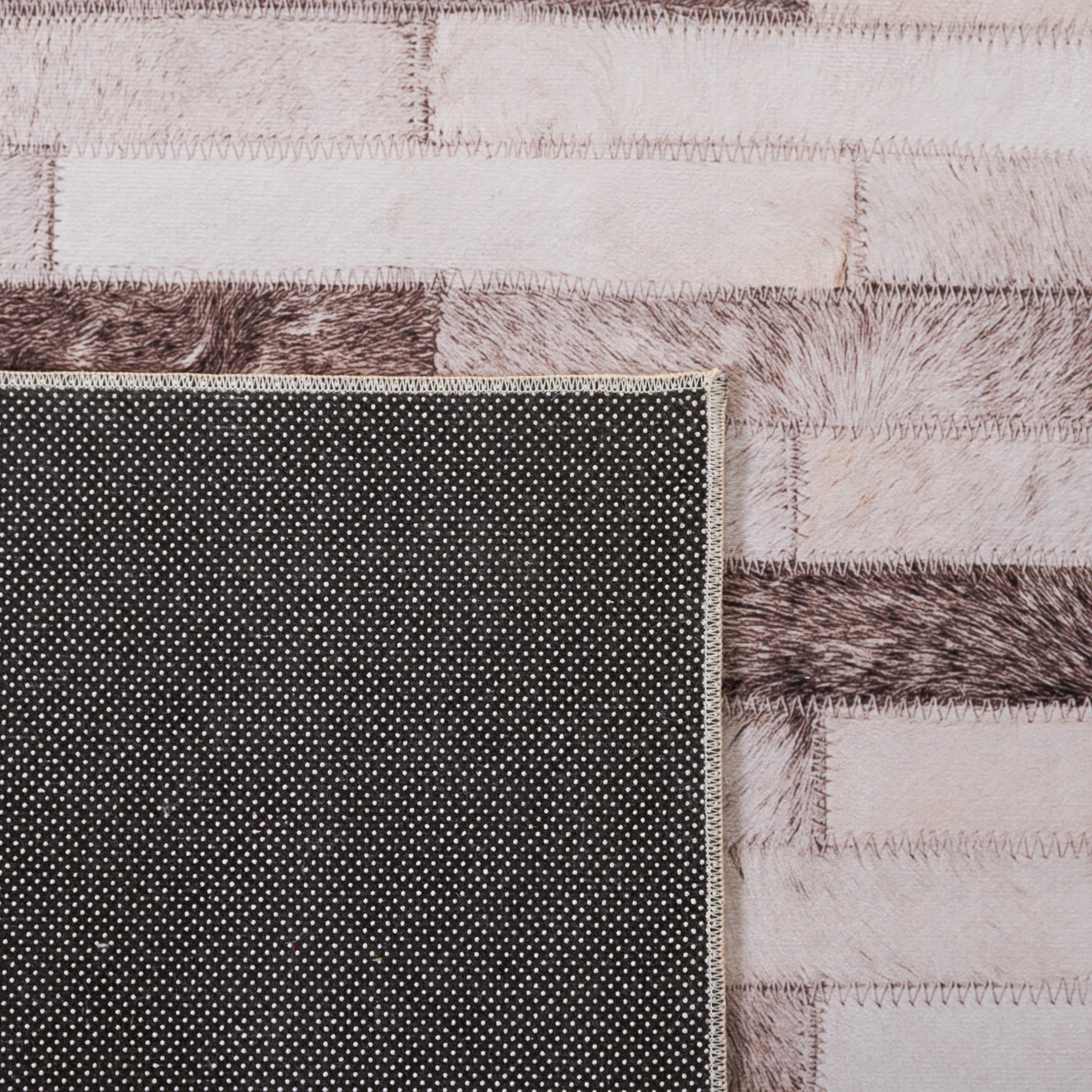 Faux Hide FAH500 Power Loomed Machine Washable Area Rug - Beige/Brown - 6'x6' - Safavieh.