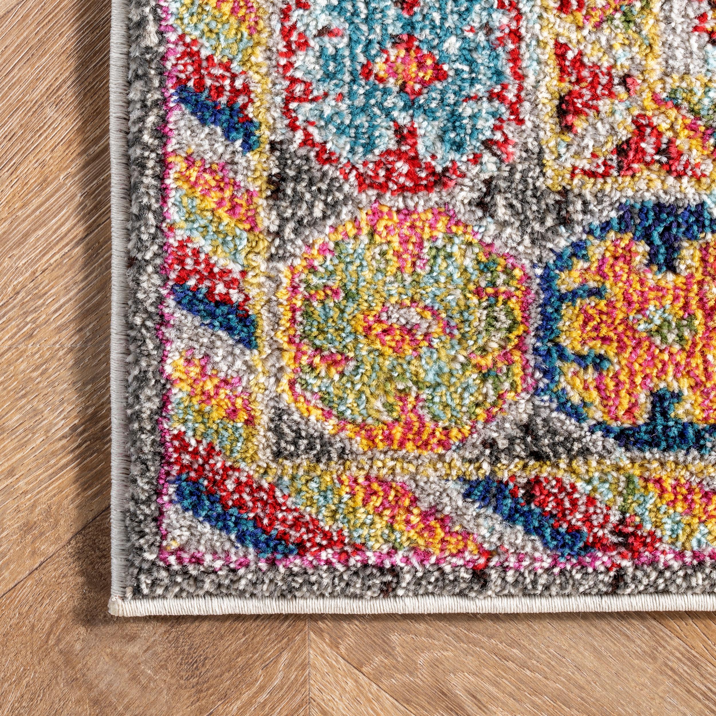 nuLOOM Meadow Vintage Vibrant Runner Rug, 2' 6" x 12', Black