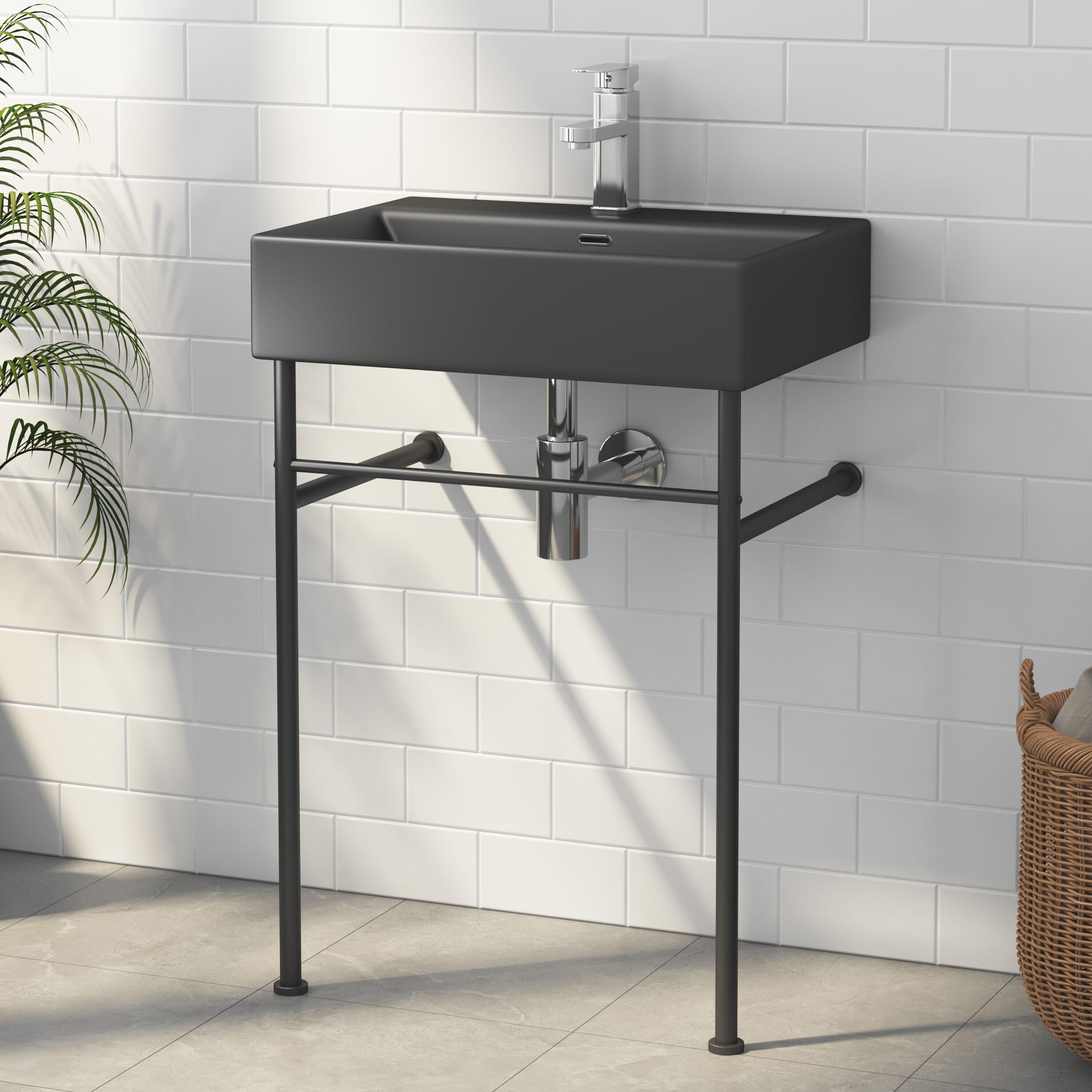 Turner 24" W x 16" D x 35" H Vitreous China Rectangular Console Bathroom Sink with Overflow