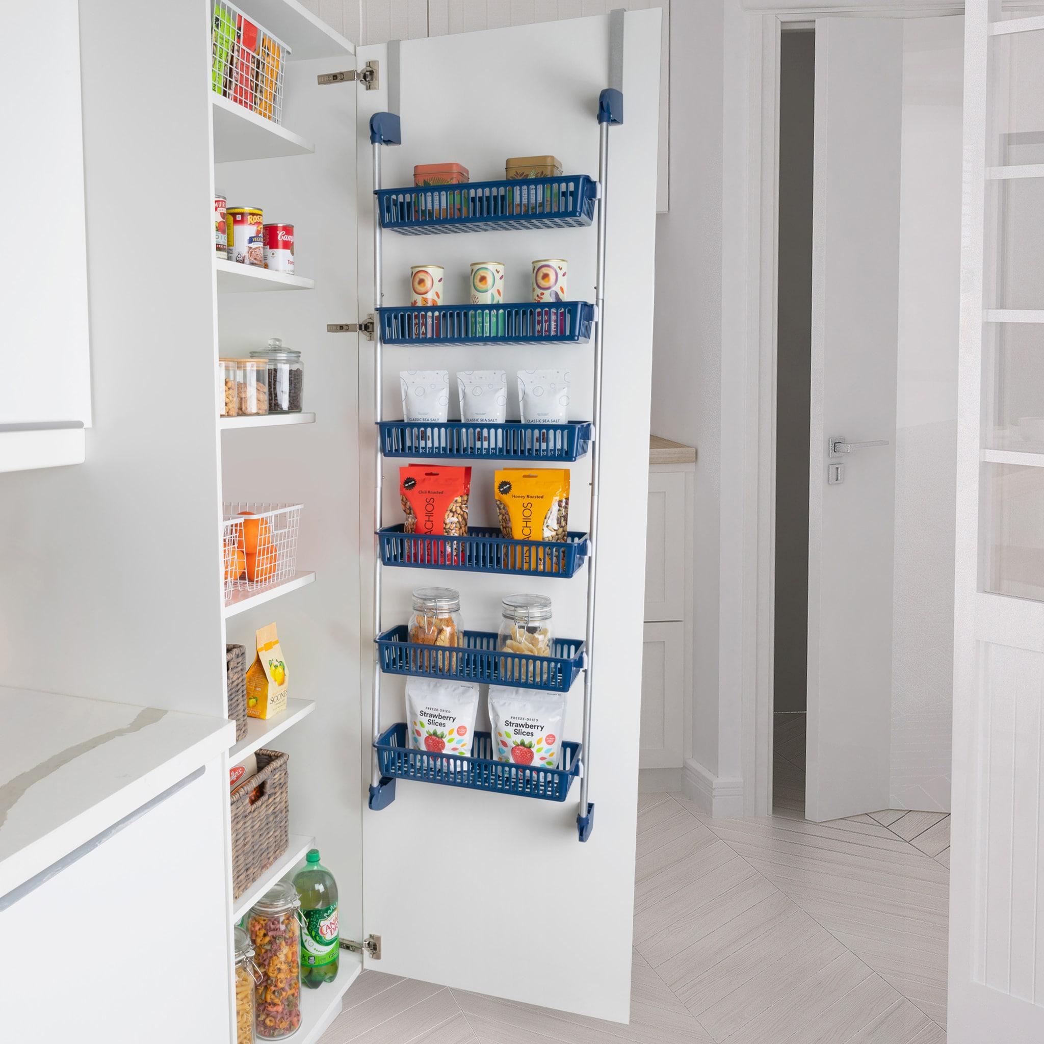 Smart Design 6-Tier Over the Door Pantry Organizer Blue