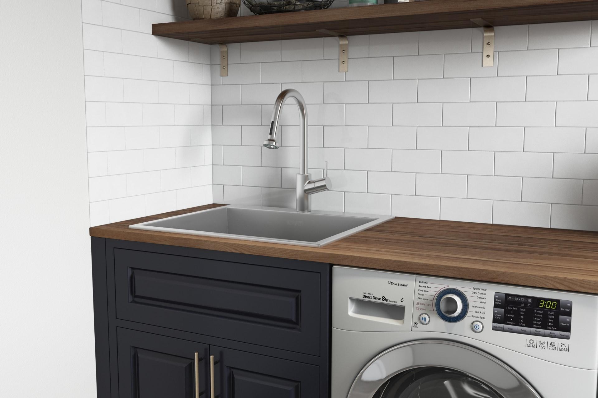 22 x 12 in. Topmount Laundry Deep Utility Sink with 16 Gauge Stainless Steel