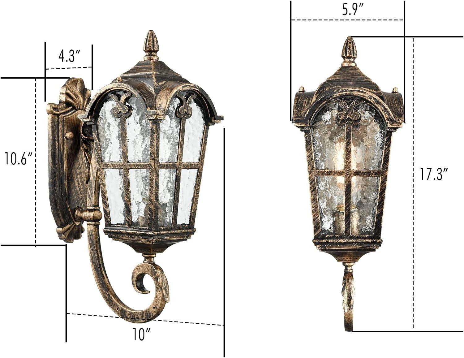 Claxy Bronze Outdoor Wall Lantern Sconce with Water Glass Shade