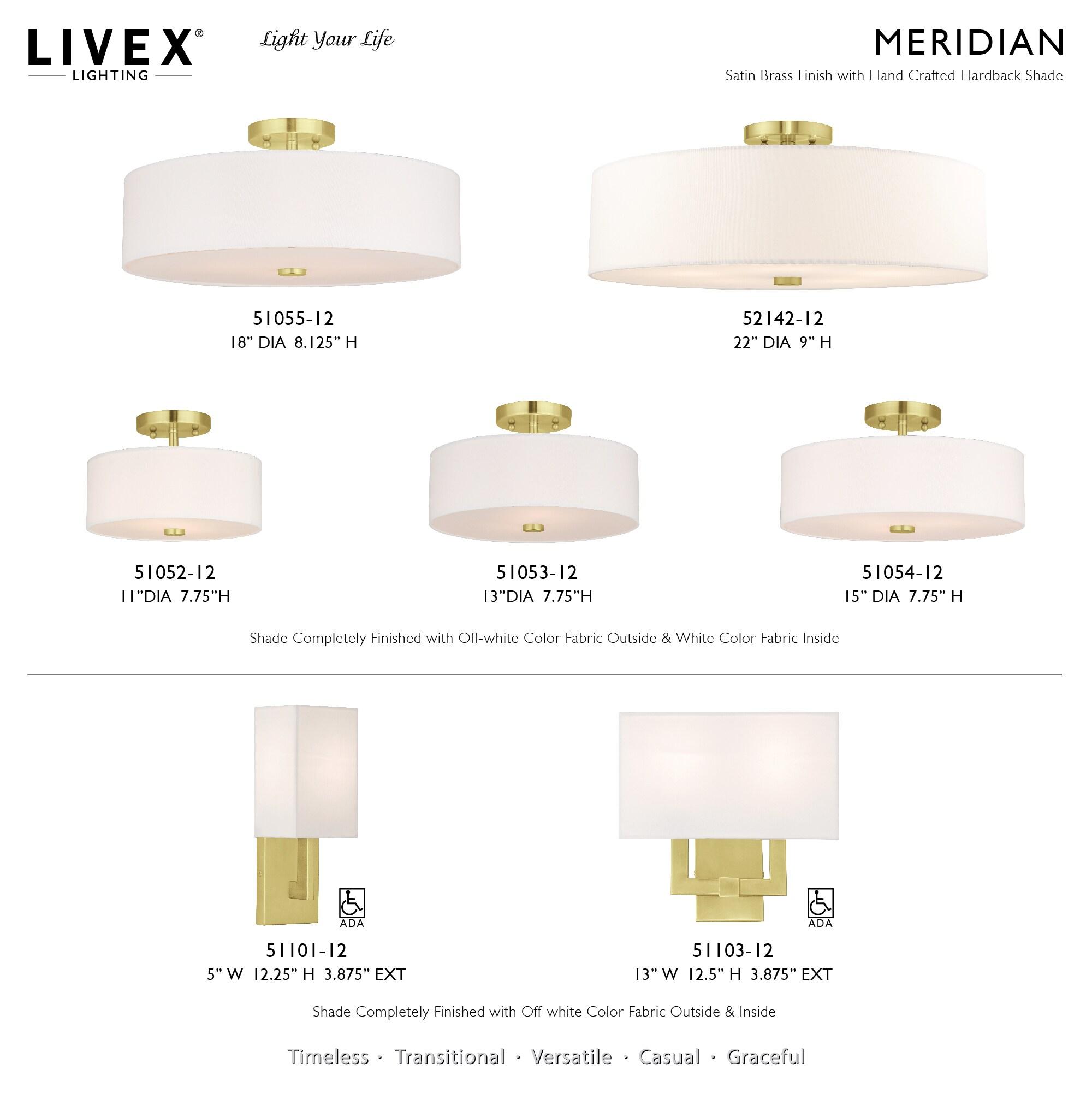 Livex Lighting Meridian 1 - Light Semi-Flush Mount in  Satin Brass