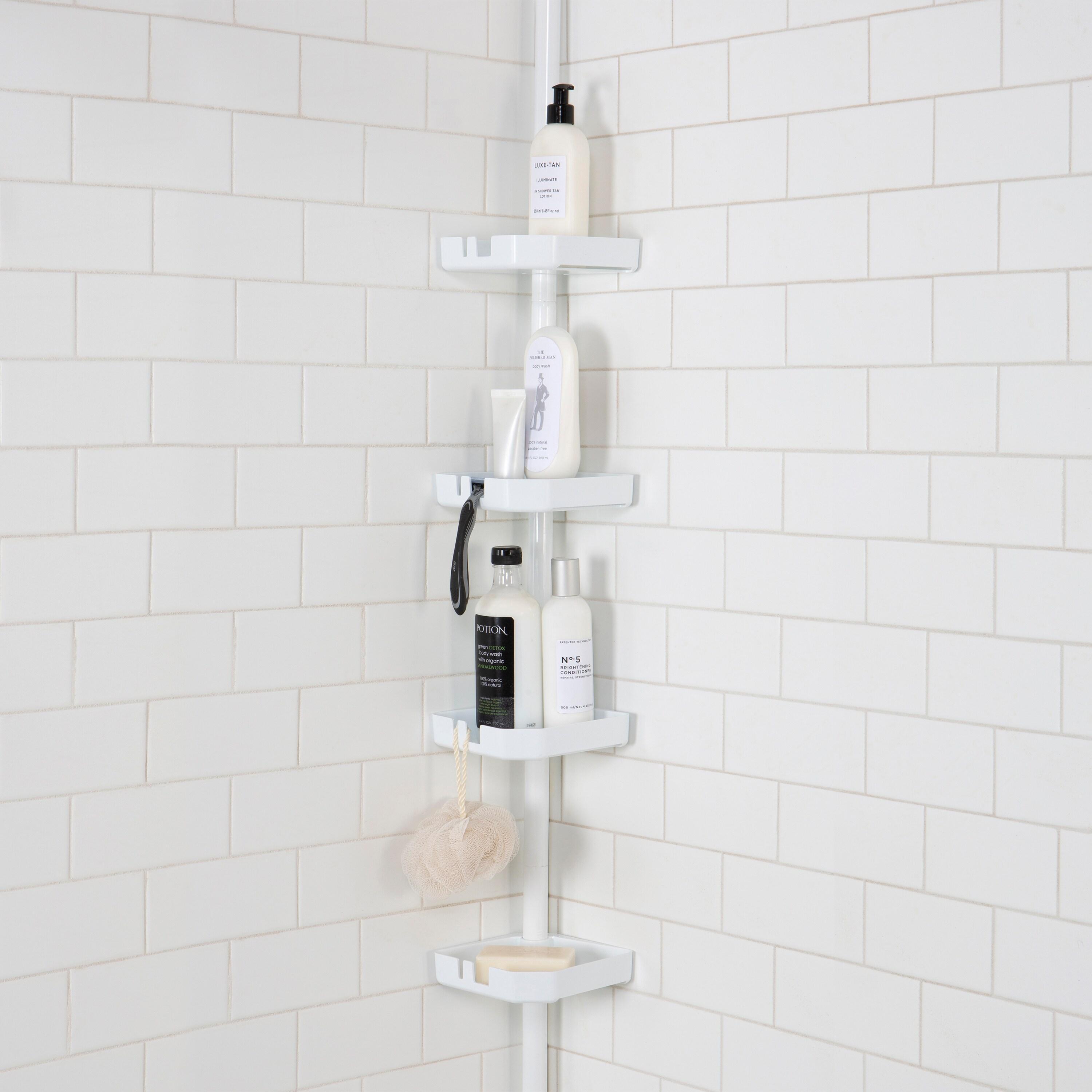 Bath Bliss 4 Tier Tension Corner Shower Organizer Caddy White