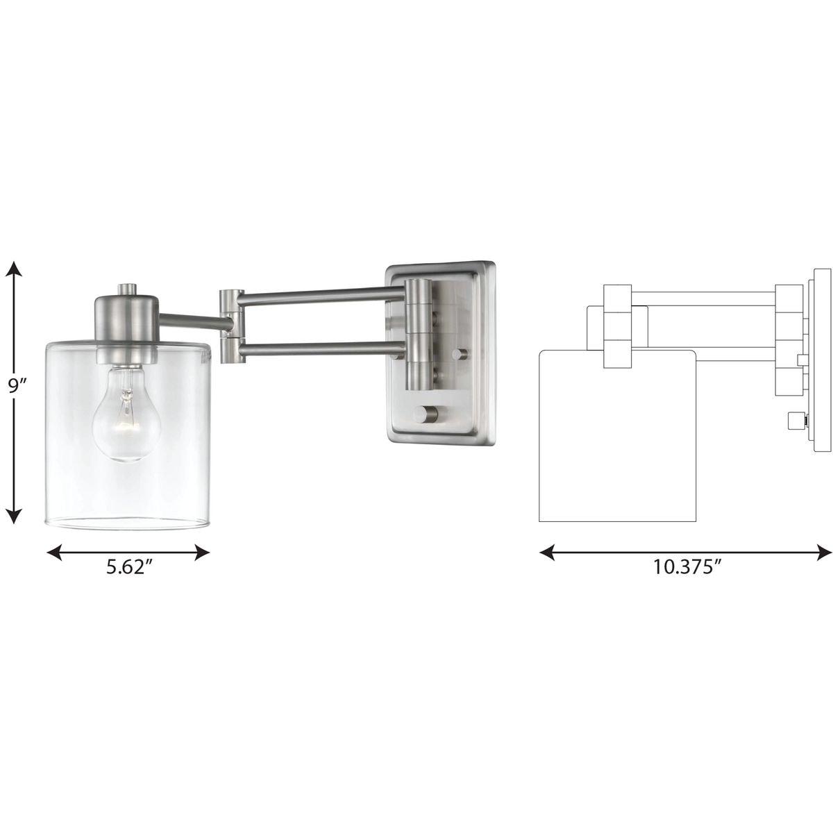 Progress Lighting Milner 1-Light Wall Bracket, Brushed Nickel, Clear Glass Shade
