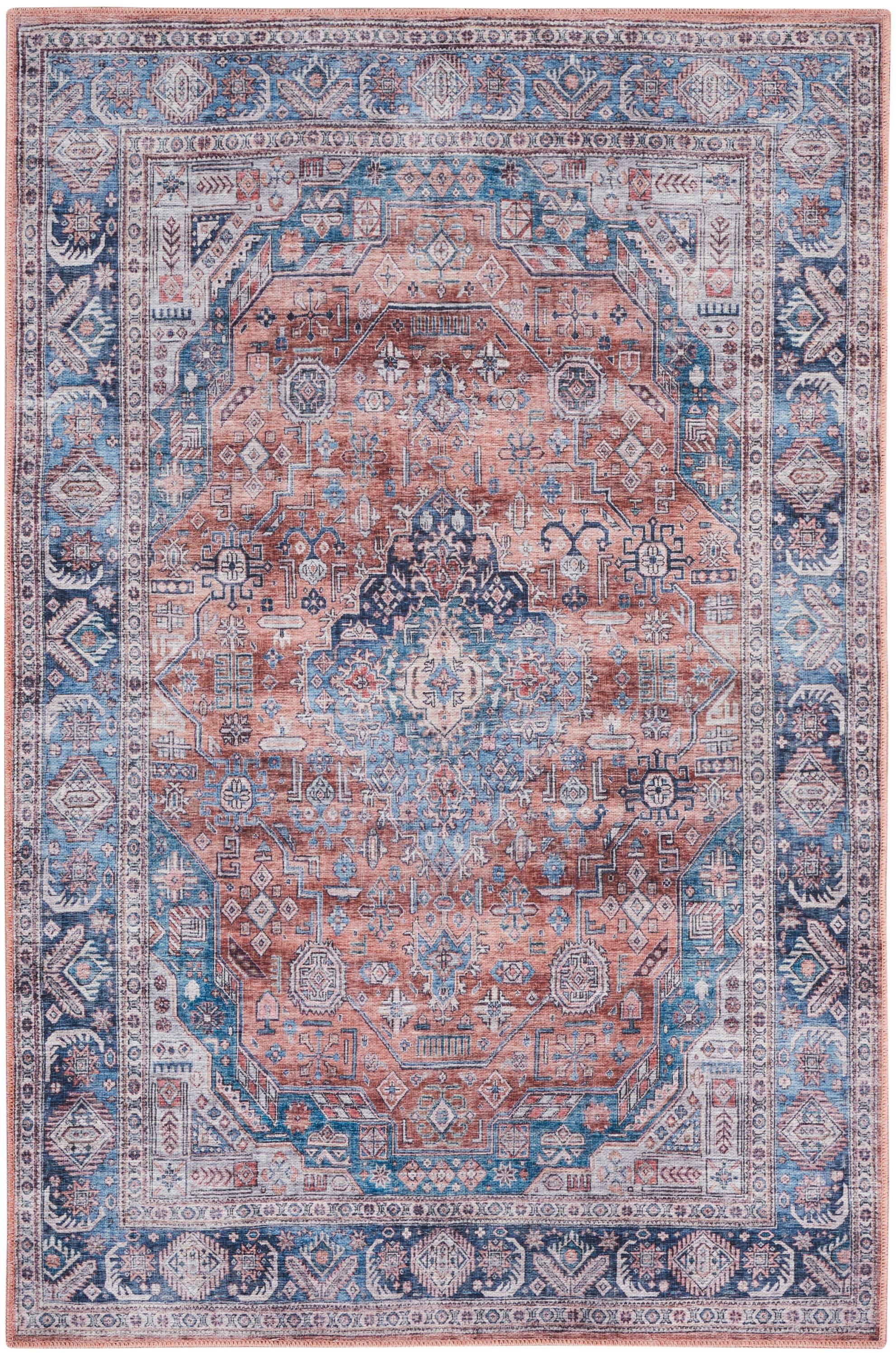 Nourison Washable Brilliance 4' x 6' Blue/Multi Vintage Indoor Rug