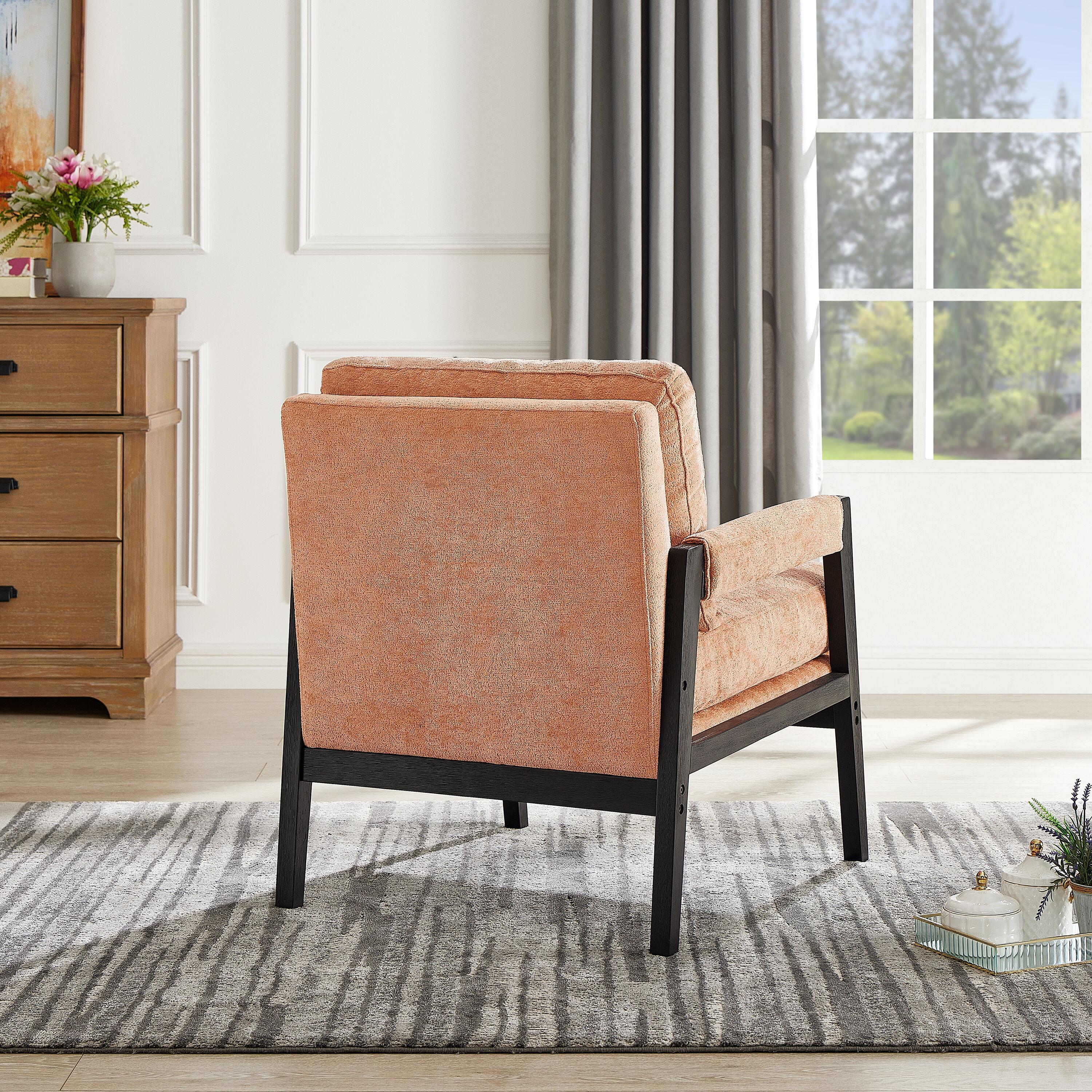 Roundhill Furniture Kelly Mid-Century Modern Chenille Upholstered Accent Armchair Orange