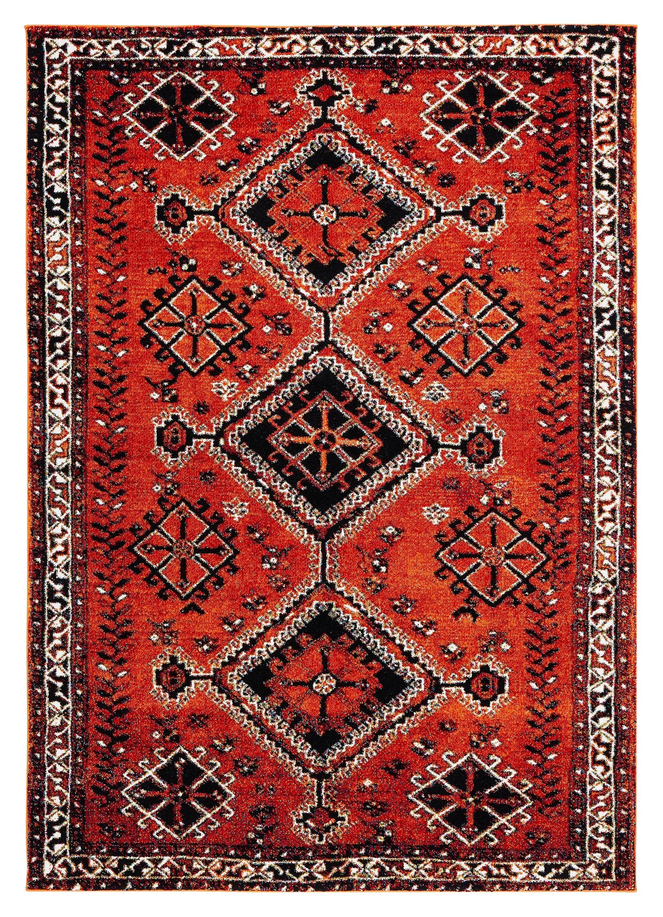 Hamadan Orange and Red 9' x 12' Synthetic Area Rug
