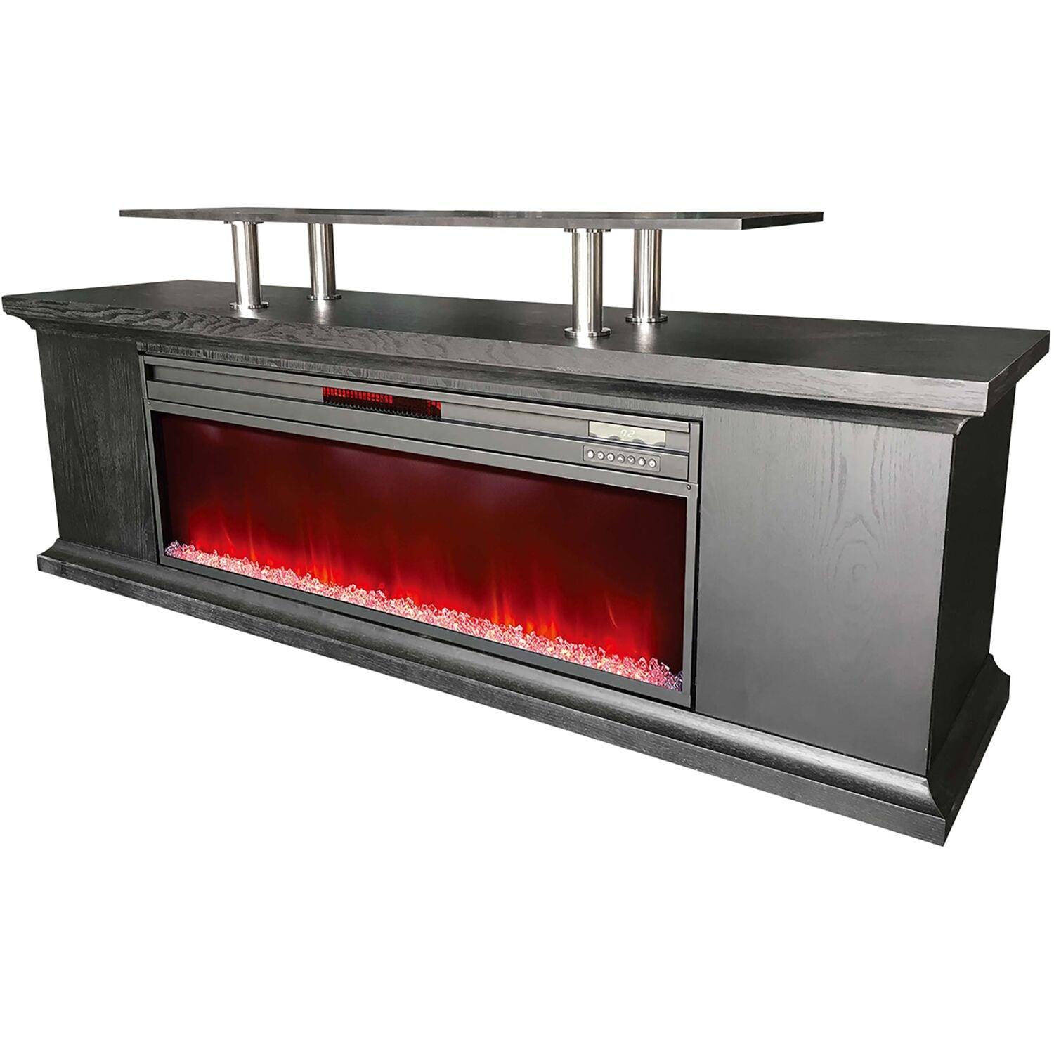 Lifesmart TV Stand for TVs up to 72" with Electric Fireplace Included