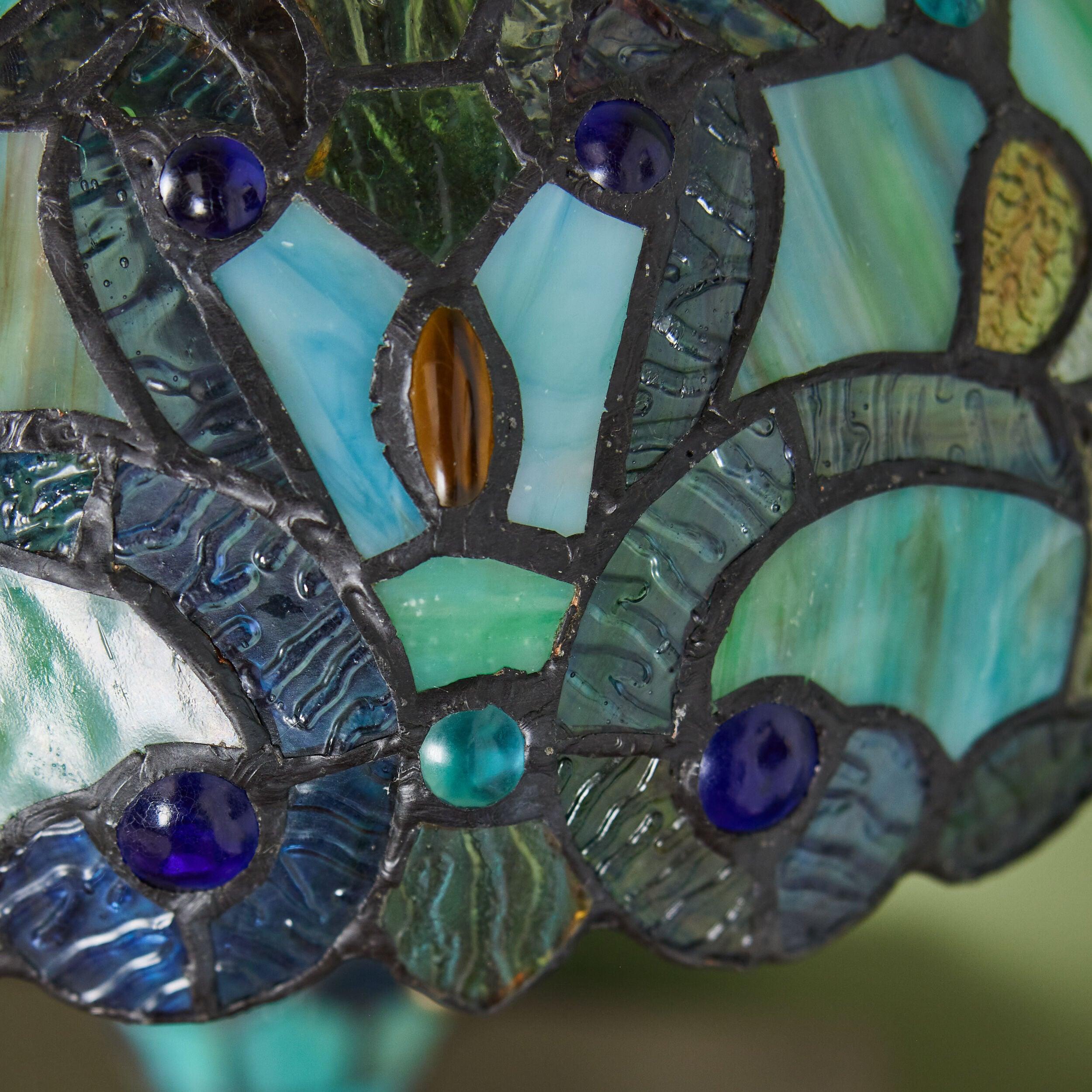 Harlow 20" Green Stained Glass Dome Accent Lamp