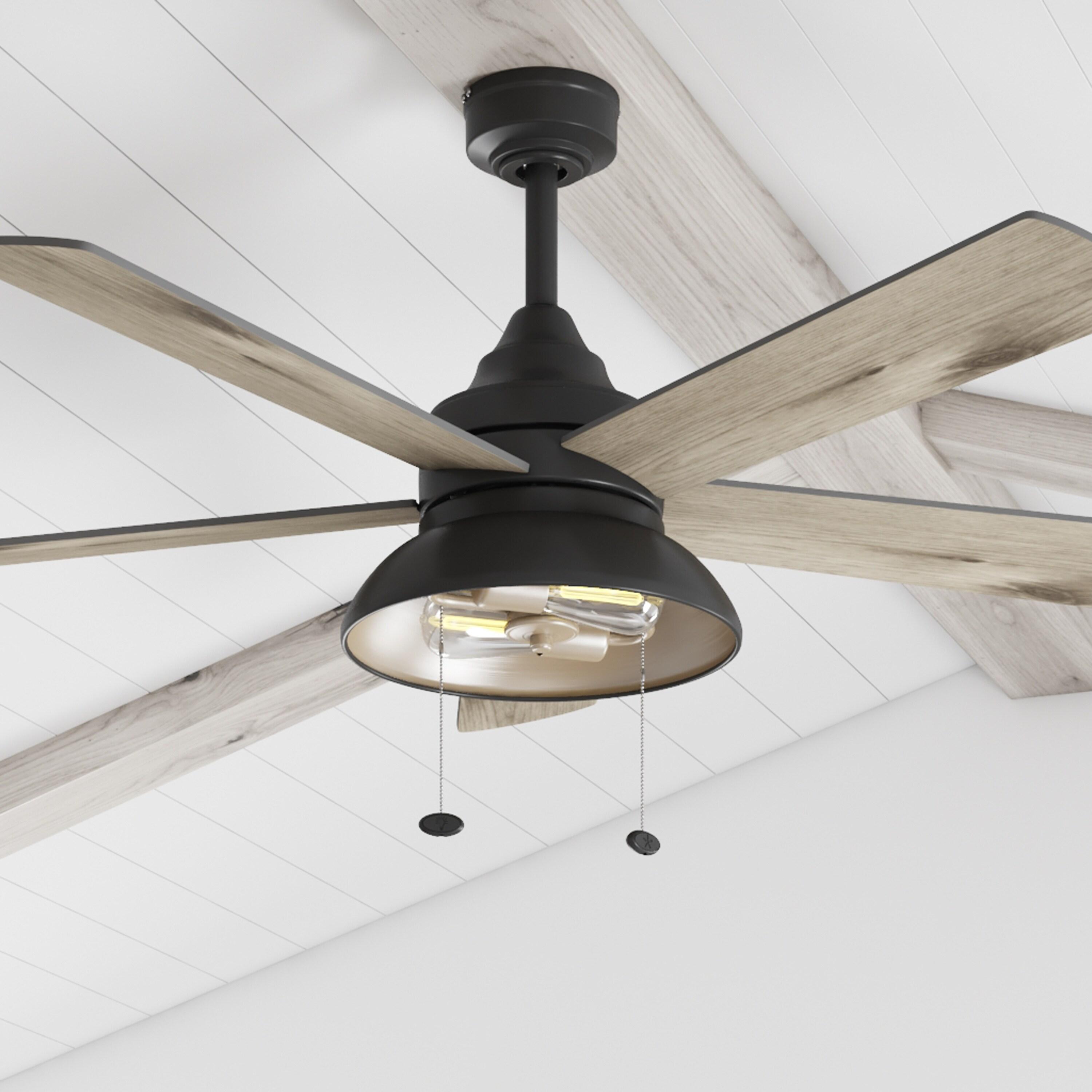 Prominence Home 51659-45 Brightondale 52 in. Industrial Style Indoor Outdoor LED Ceiling Fan with Light - Matte Black