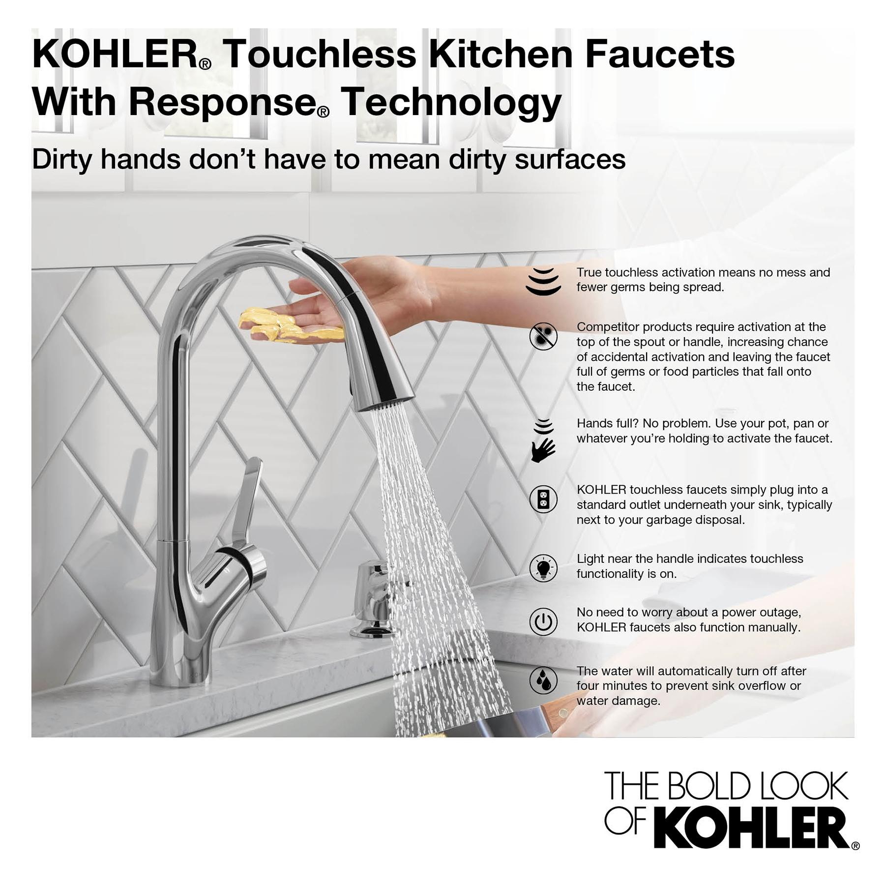 Graze Touchless Pull-Down Kitchen Sink Faucet With Three-Function Sprayhead