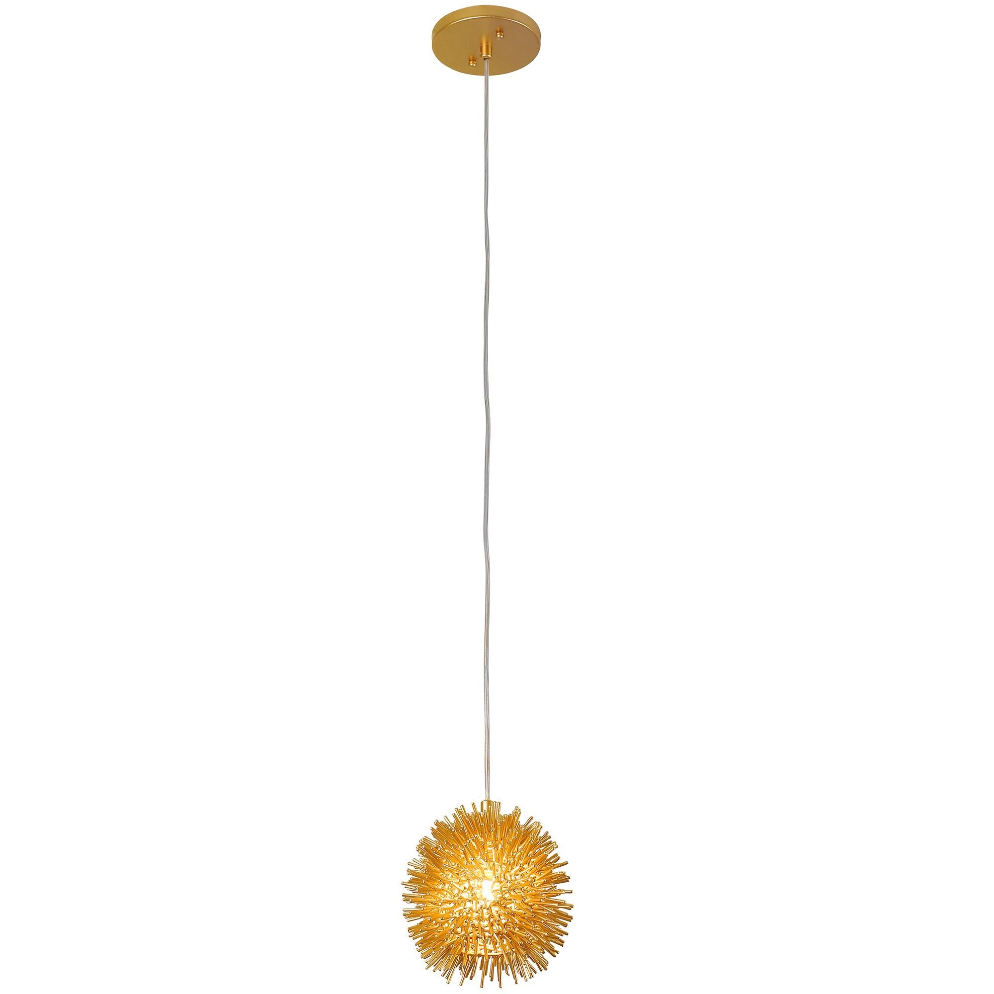 Aurelia 6'' Gold Sea Urchin Mini Pendant with Recycled Steel