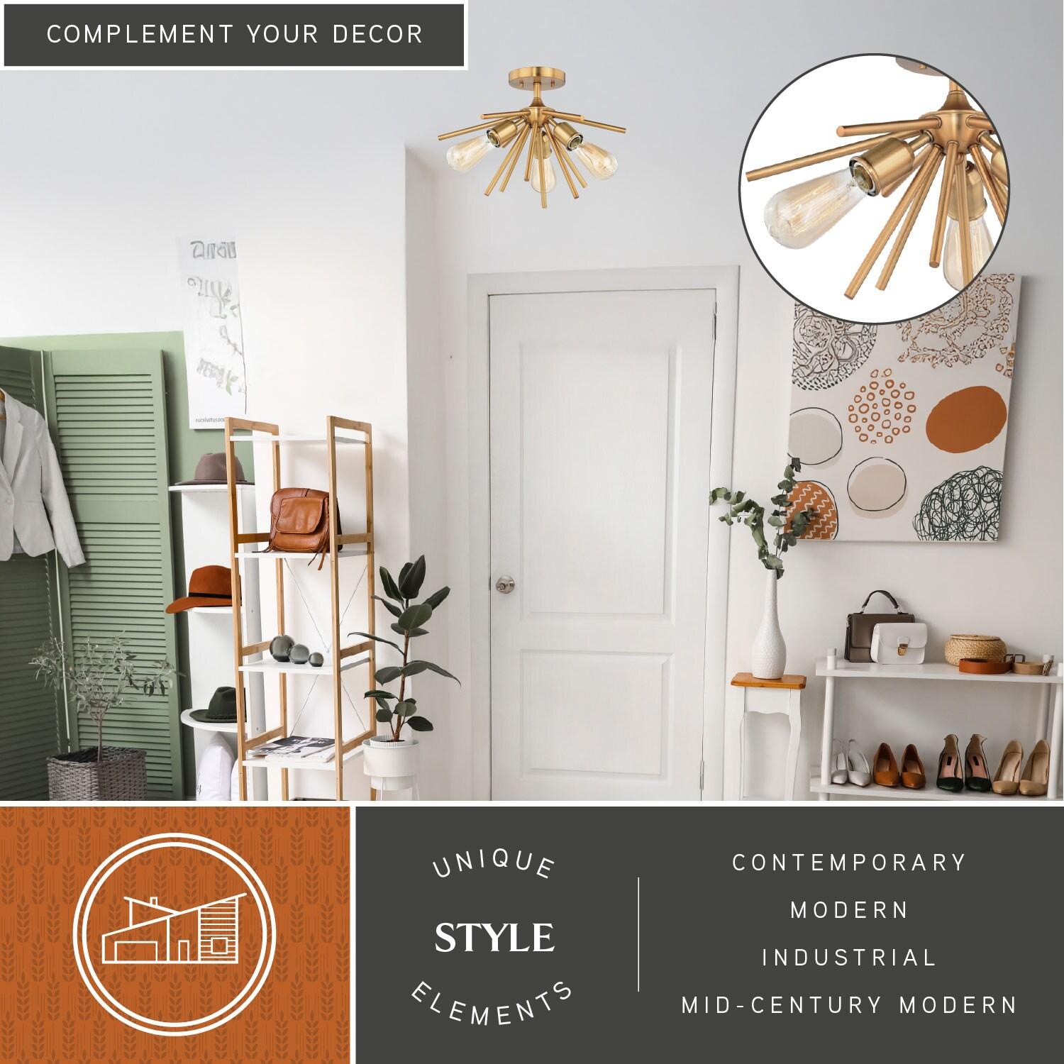 Vaxcel Estelle 3 - Light Flush Mount in  Natural Brass