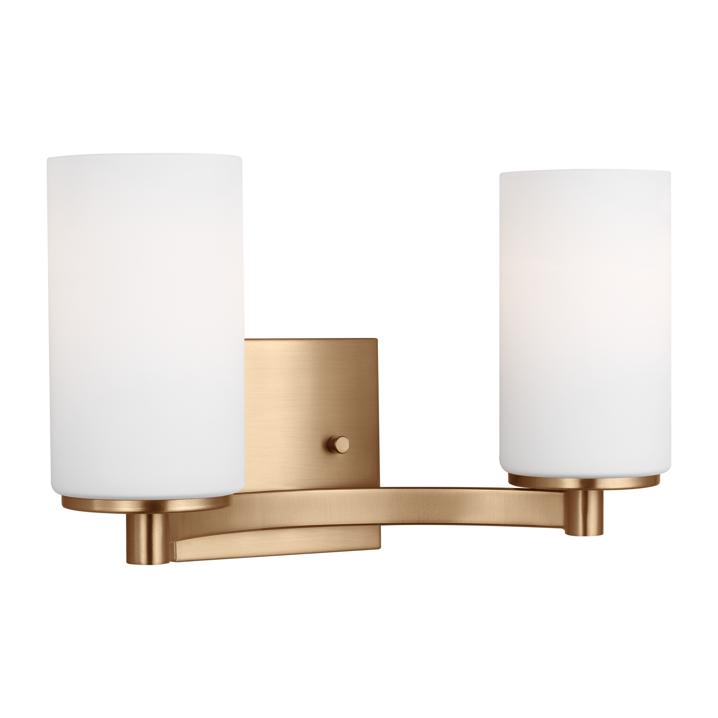 Hettinger Satin Brass 2-Light Vanity with Etched Glass Shades