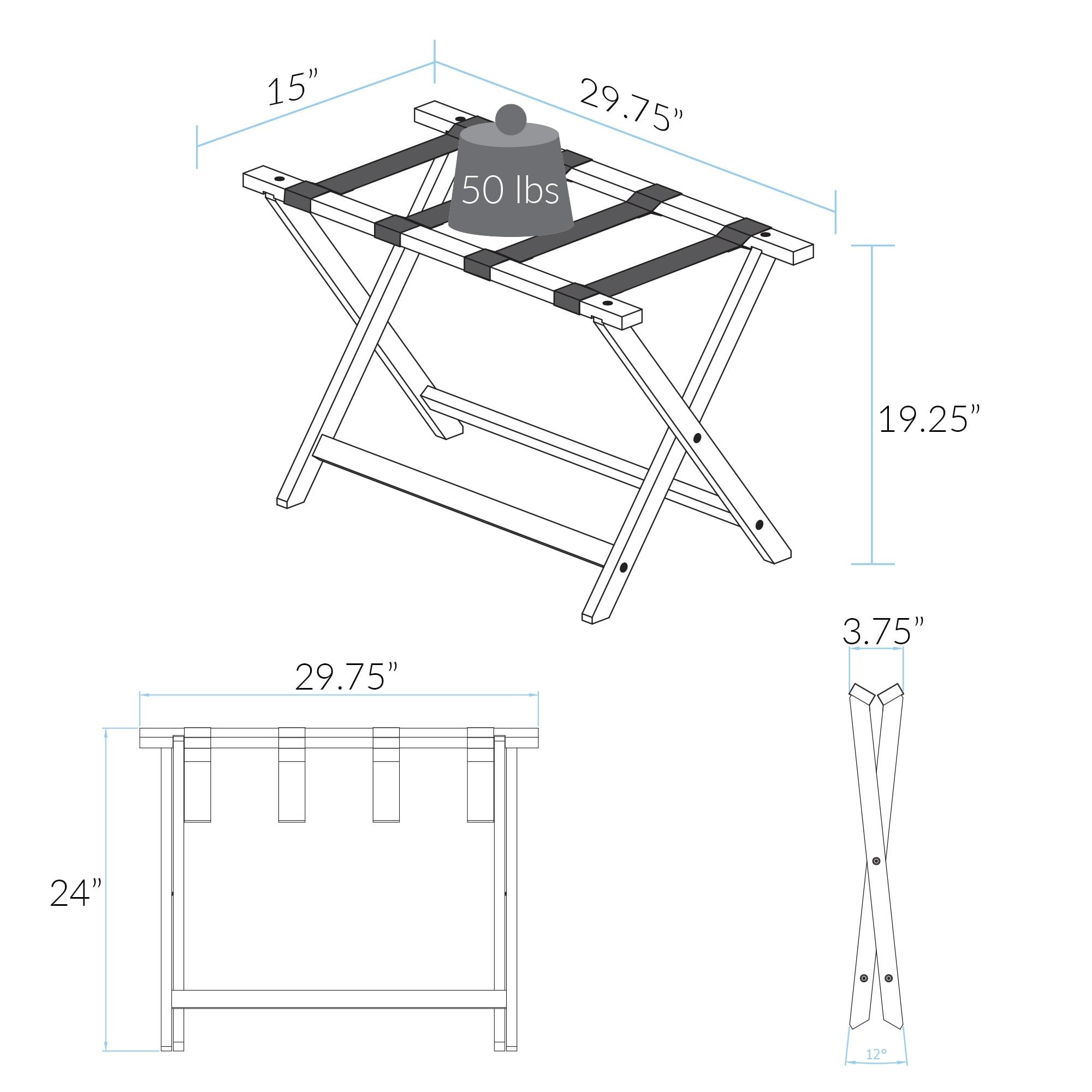 Kiflic Heavy Duty 30" Extra-Wide Luggage Rack,Solid wood Suitcase Stand for Guest Room, Bedroom, Hotel