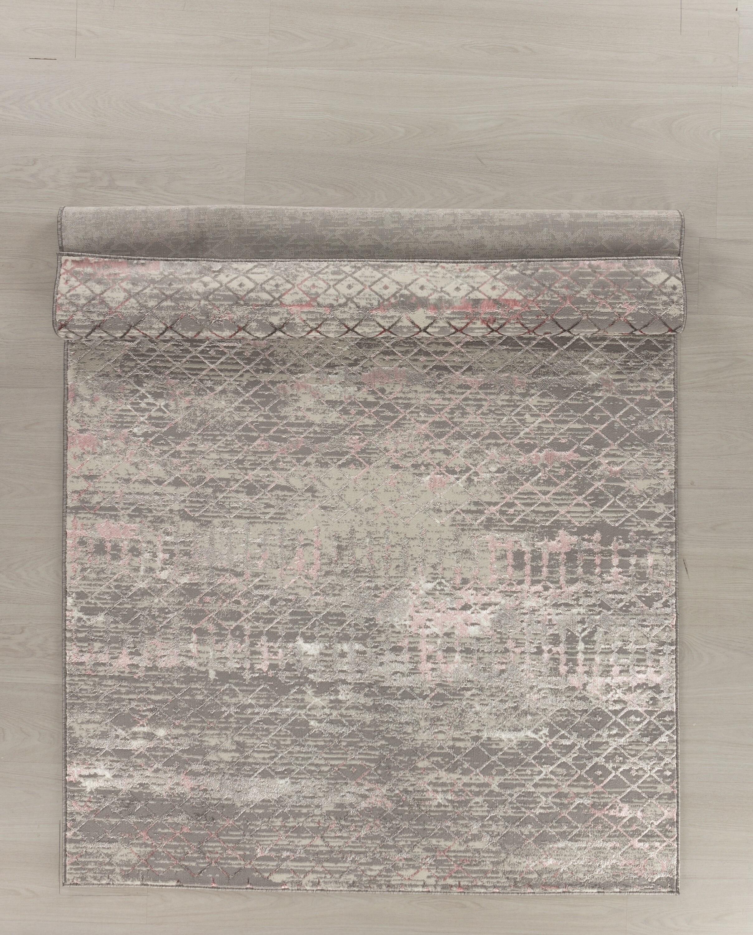 Maz Collection Abstract Cream and Brown Area Rug - 2' x 3'